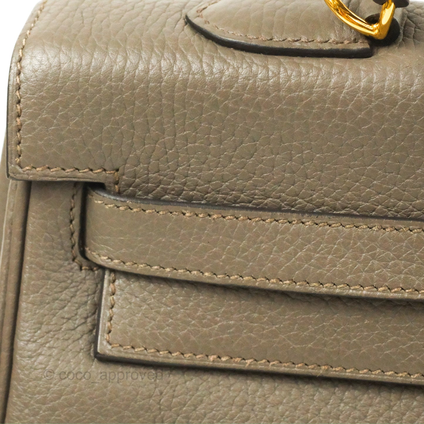 Hermès Kelly 35 Retourne Etain Clemence Gold Hardware