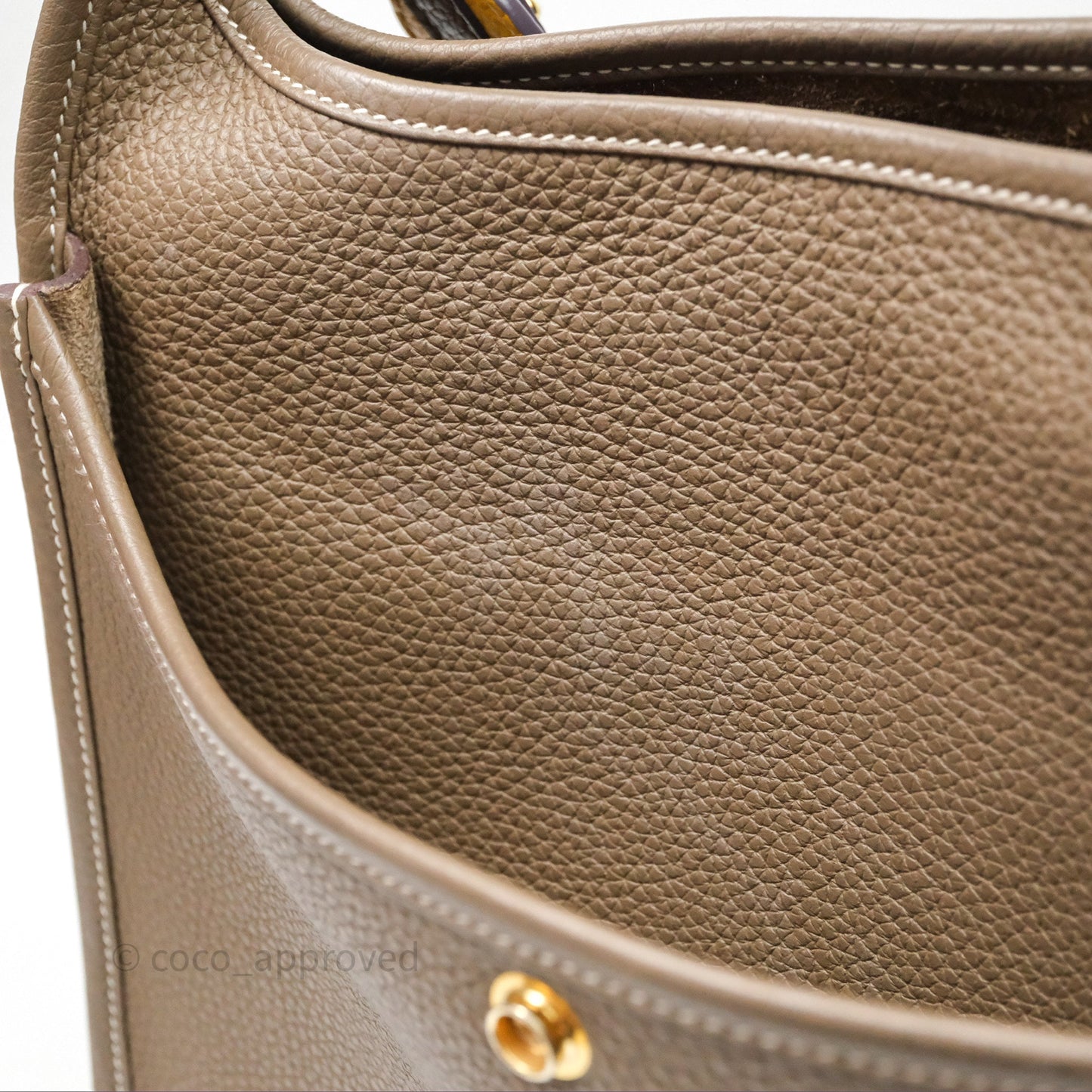 Hermes Evelyne III 29 Etoupe 18 Taurillon Clemence Gold Hardware