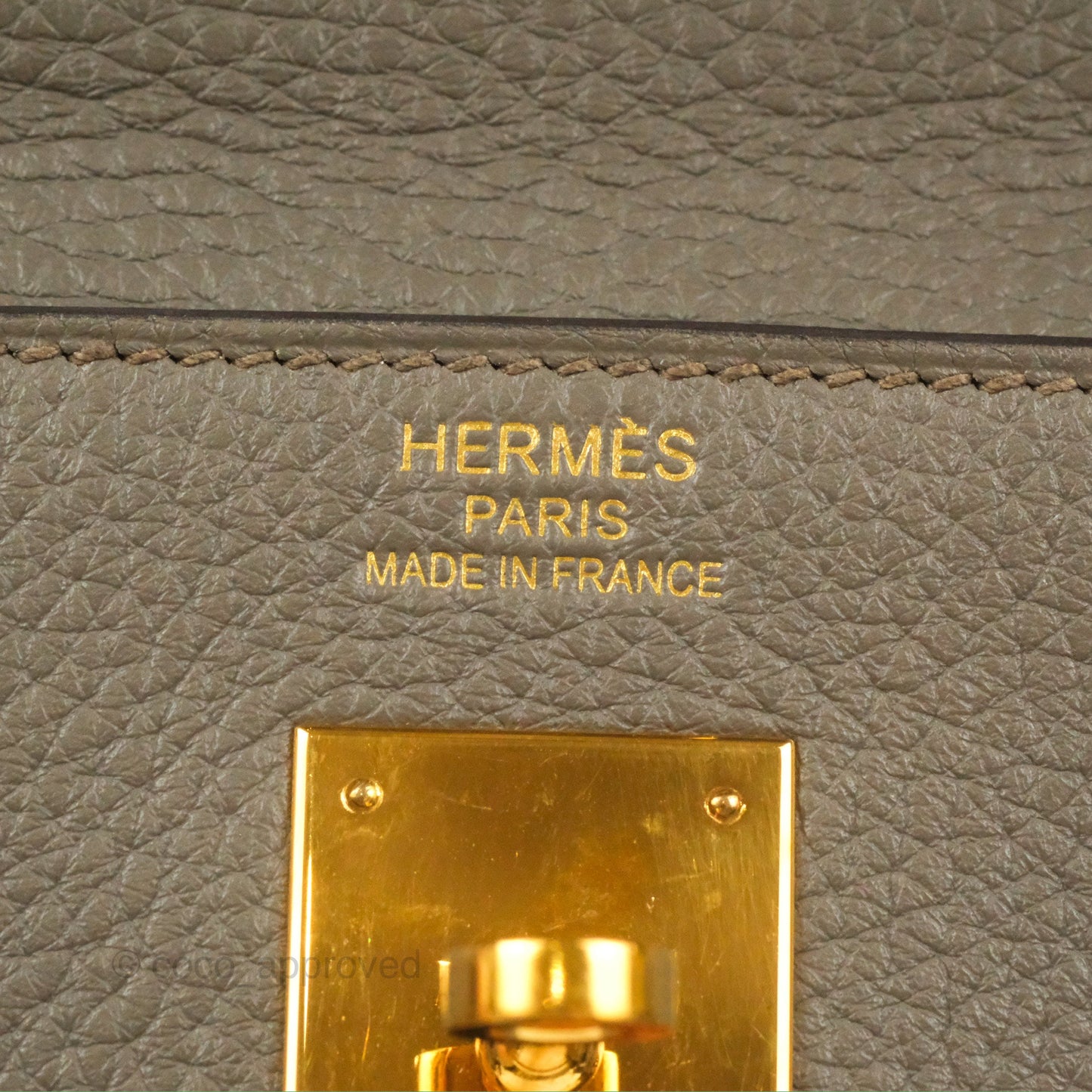 Hermès Kelly 35 Retourne Etain Clemence Gold Hardware