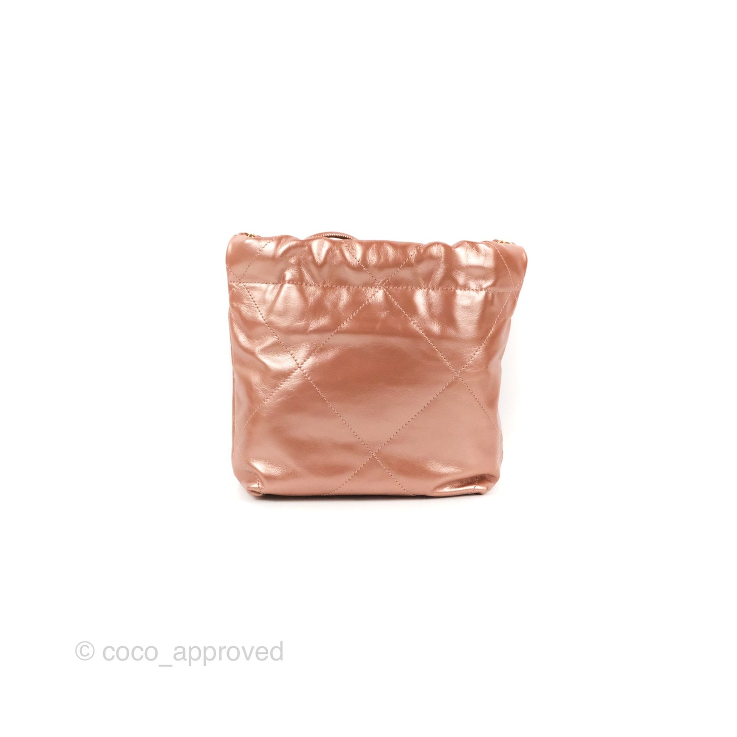 Chanel 22 Mini Bag Metallic Rose Gold Crumpled Calfskin