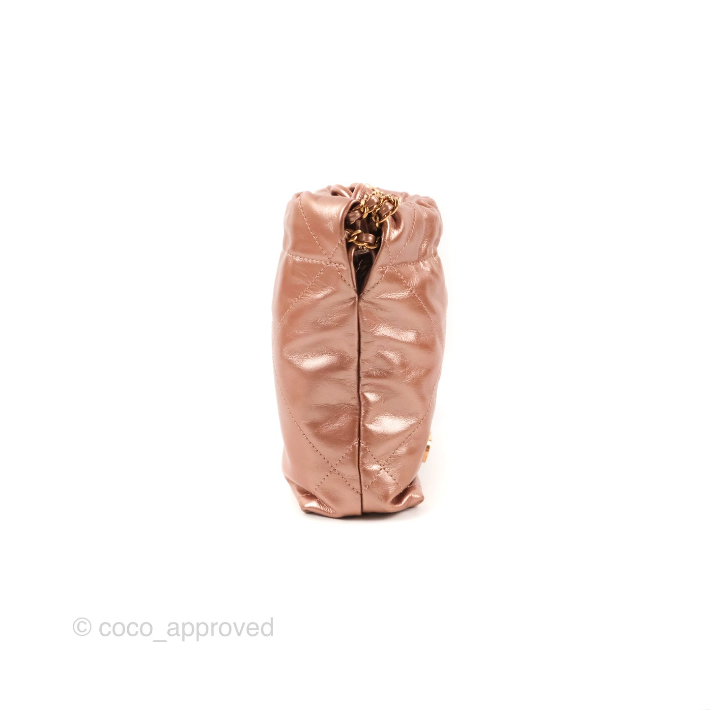 Chanel 22 Mini Bag Metallic Rose Gold Crumpled Calfskin