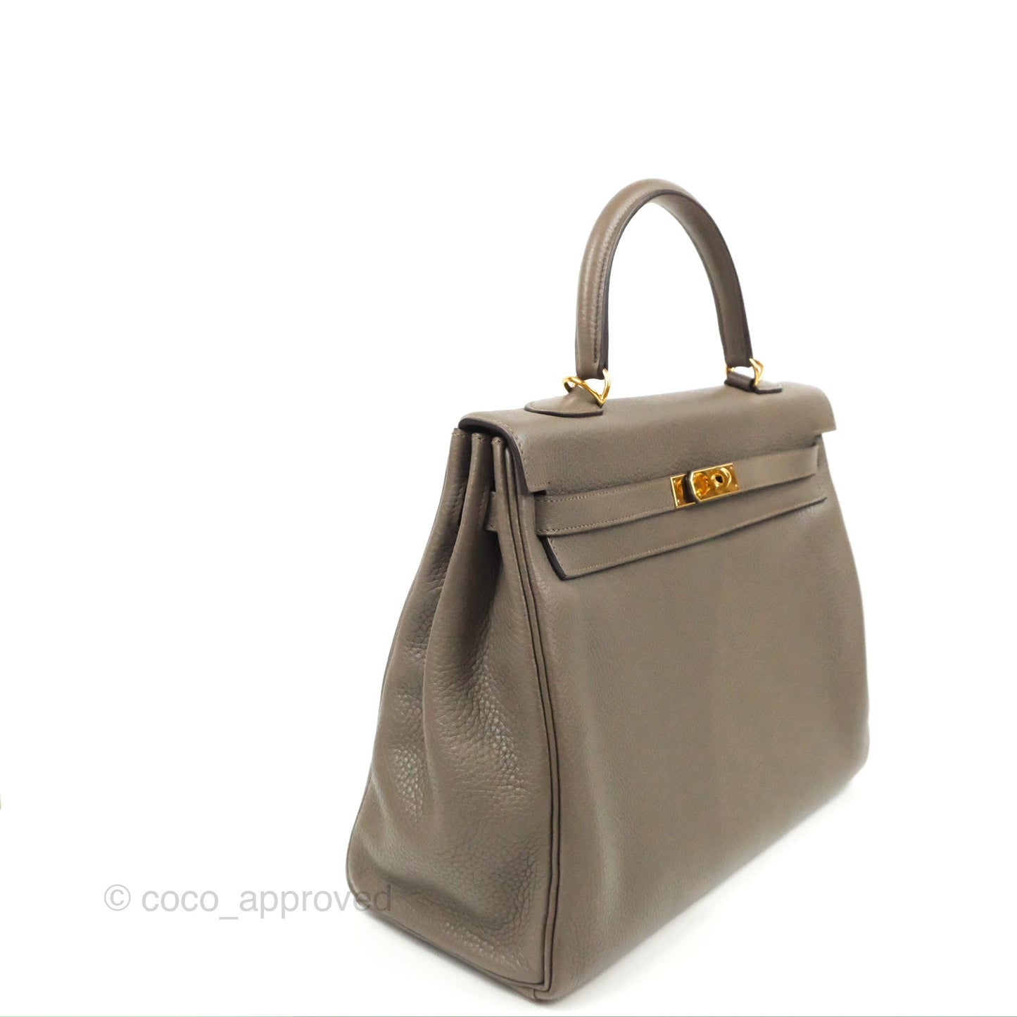 Hermès Kelly 35 Retourne Etain Clemence Gold Hardware