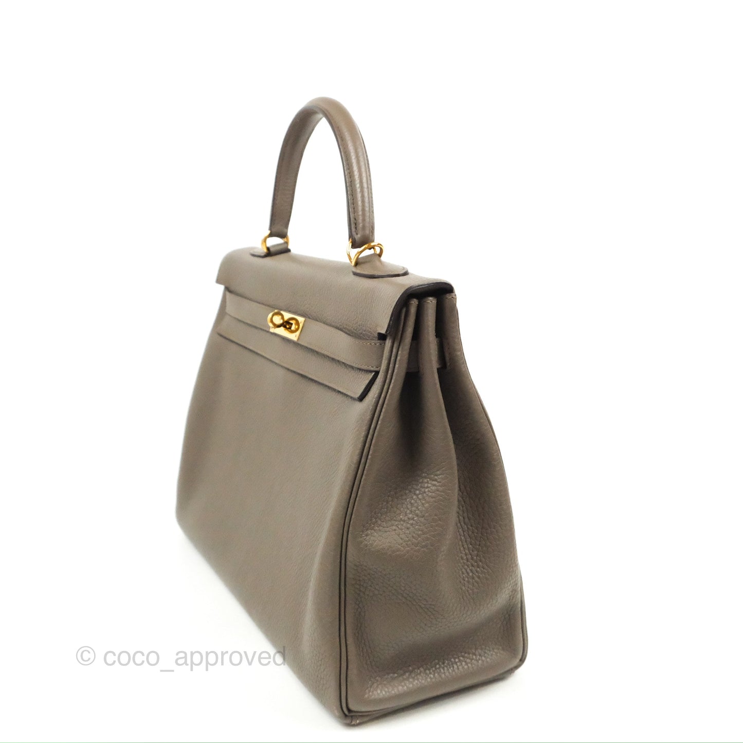 Hermès Kelly 35 Retourne Etain Clemence Gold Hardware