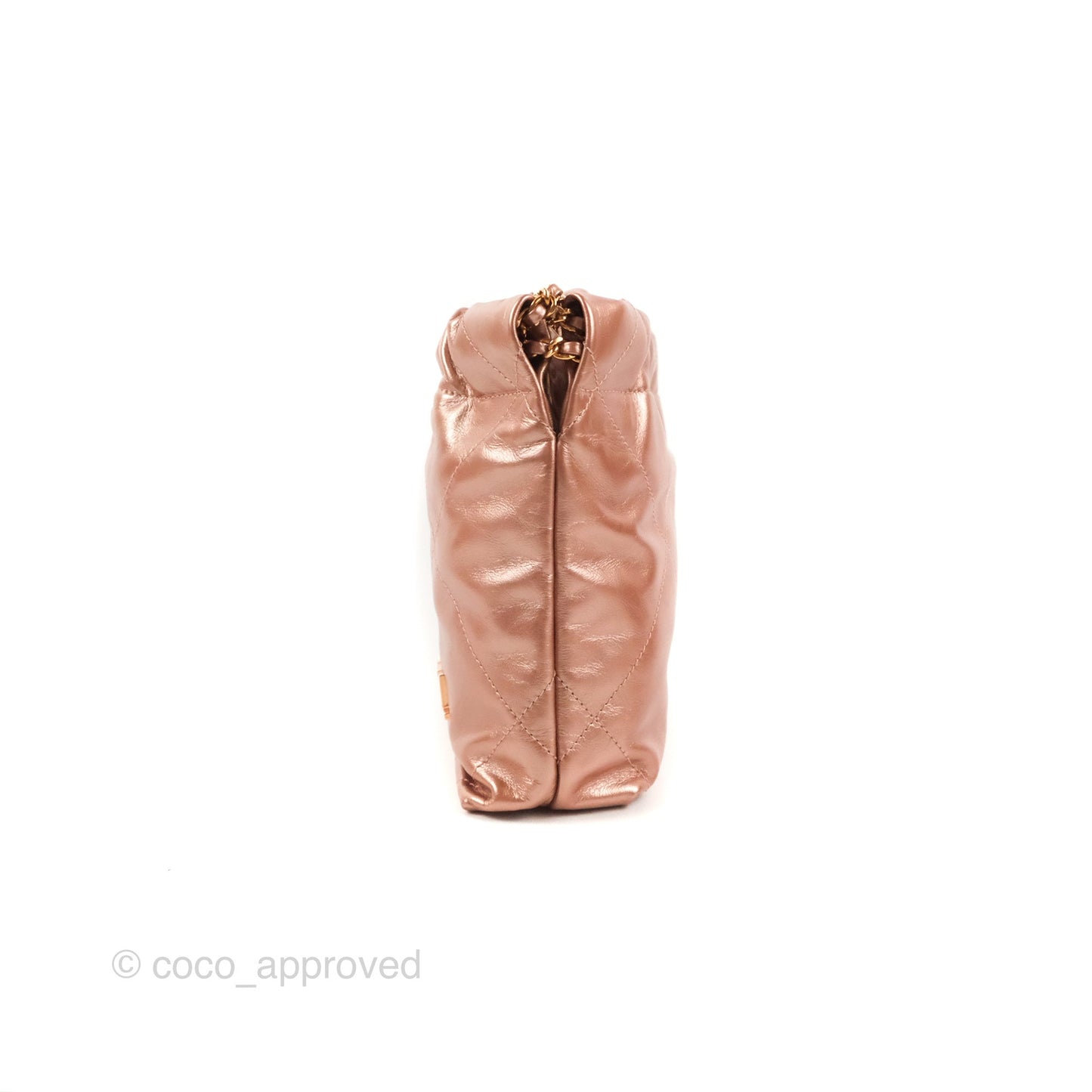 Chanel 22 Mini Bag Metallic Rose Gold Crumpled Calfskin