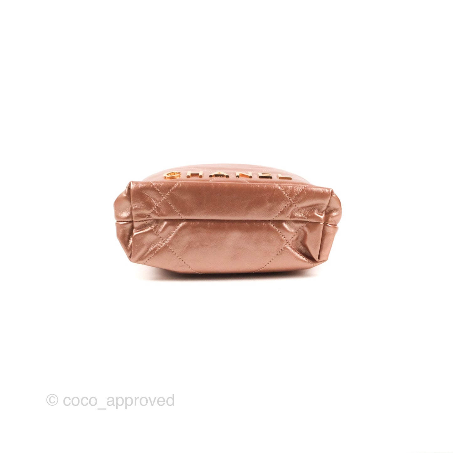 Chanel 22 Mini Bag Metallic Rose Gold Crumpled Calfskin