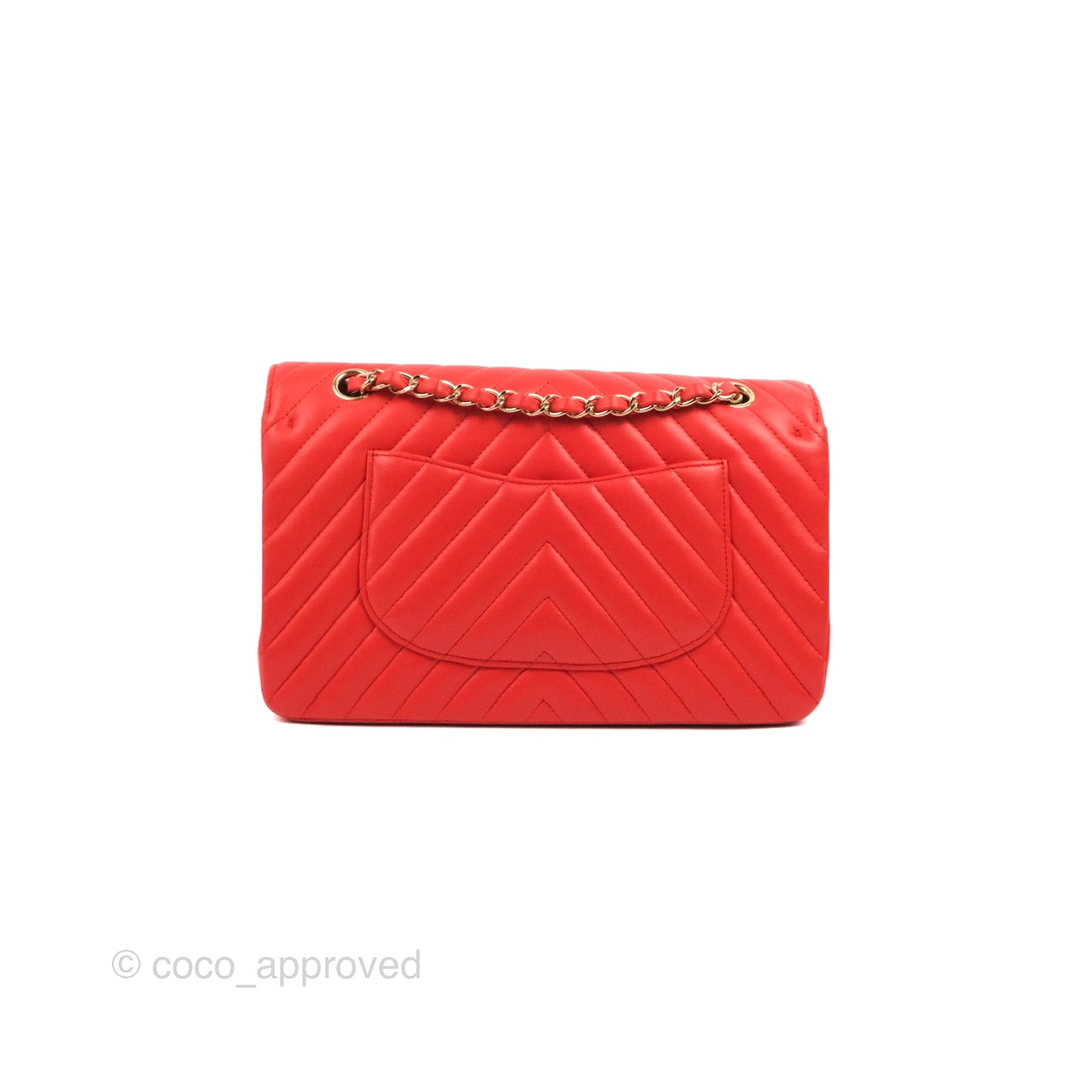 Chanel Classic M/L Medium Flap Chevron Red Lambskin Gold Hardware