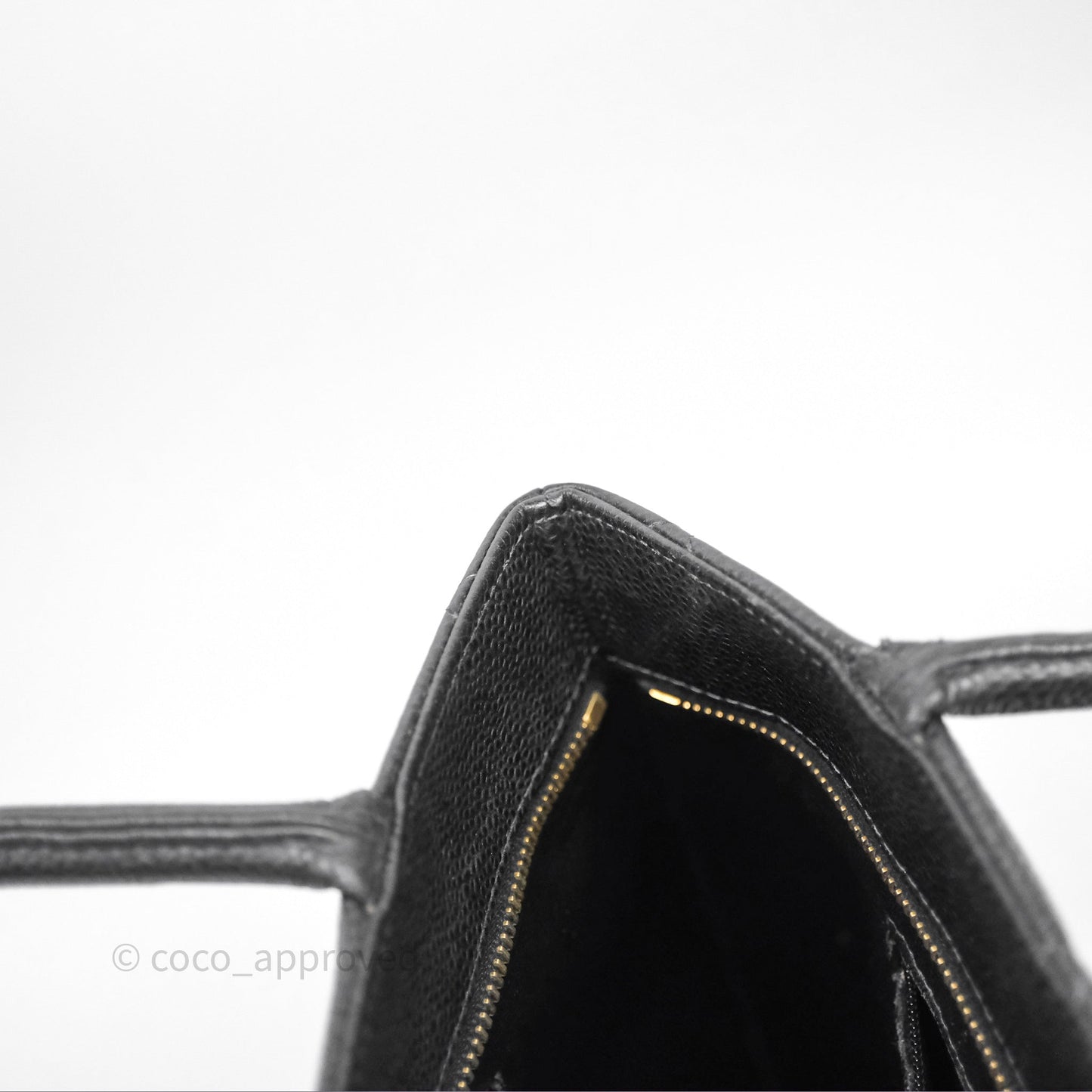 Chanel Vintage Medallion CC Black Caviar Tote Bag Gold Hardware
