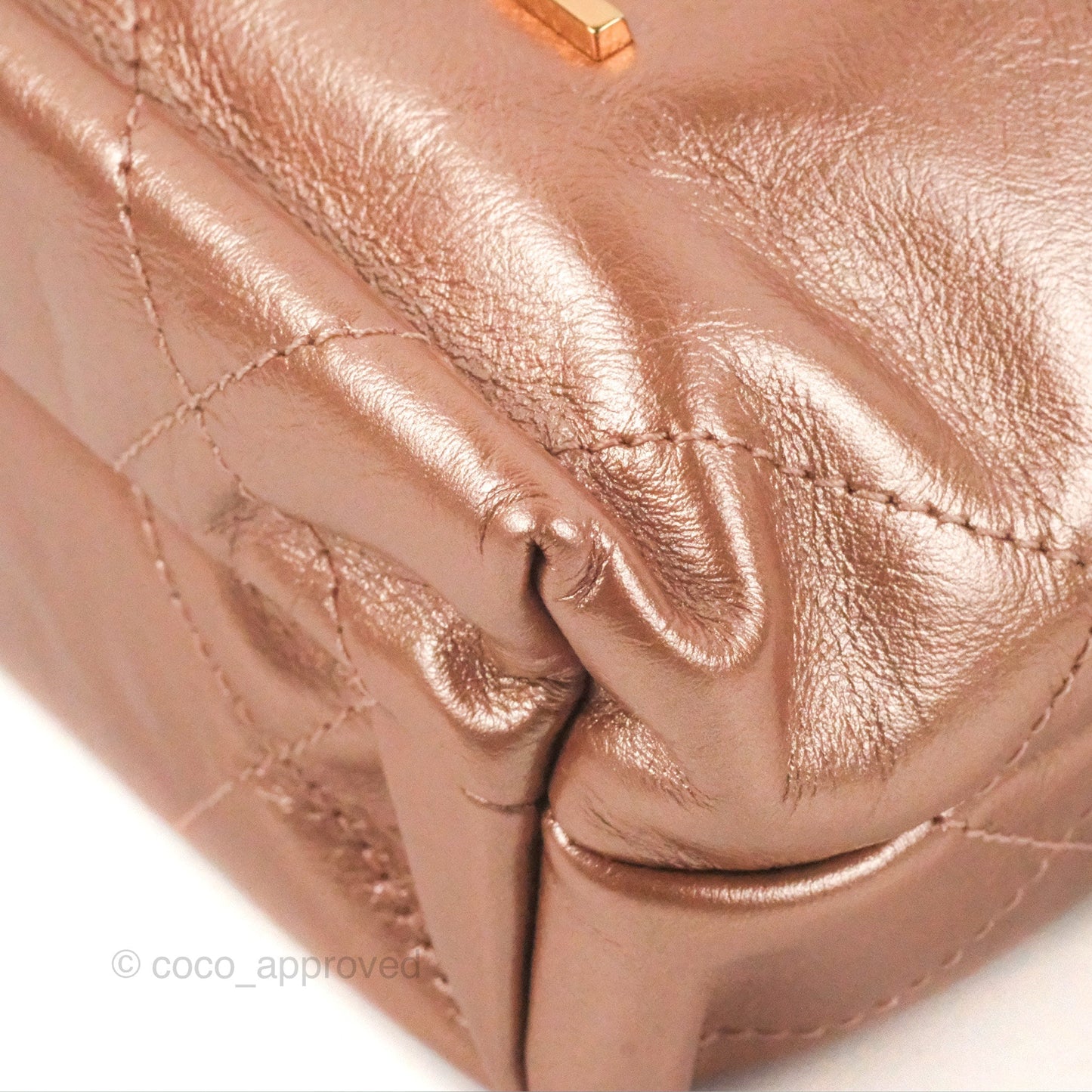 Chanel 22 Mini Bag Metallic Rose Gold Crumpled Calfskin