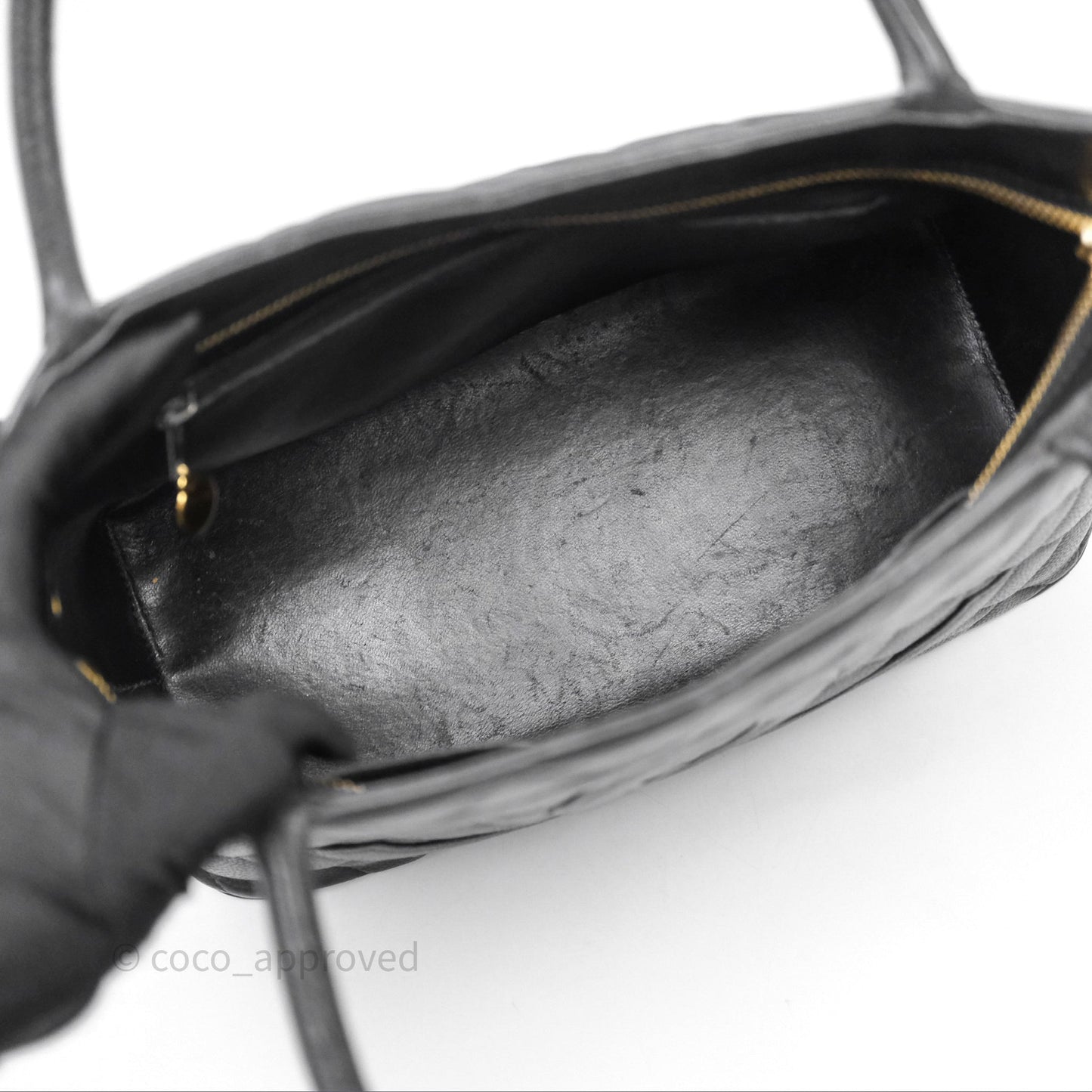 Chanel Vintage Medallion CC Black Caviar Tote Bag Gold Hardware