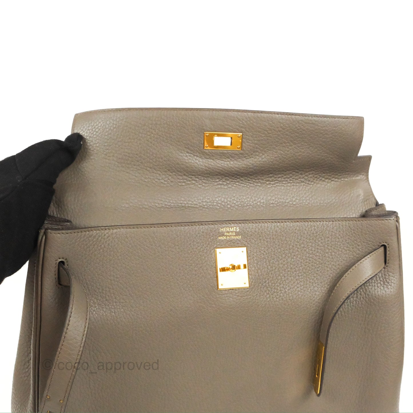 Hermès Kelly 35 Retourne Etain Clemence Gold Hardware