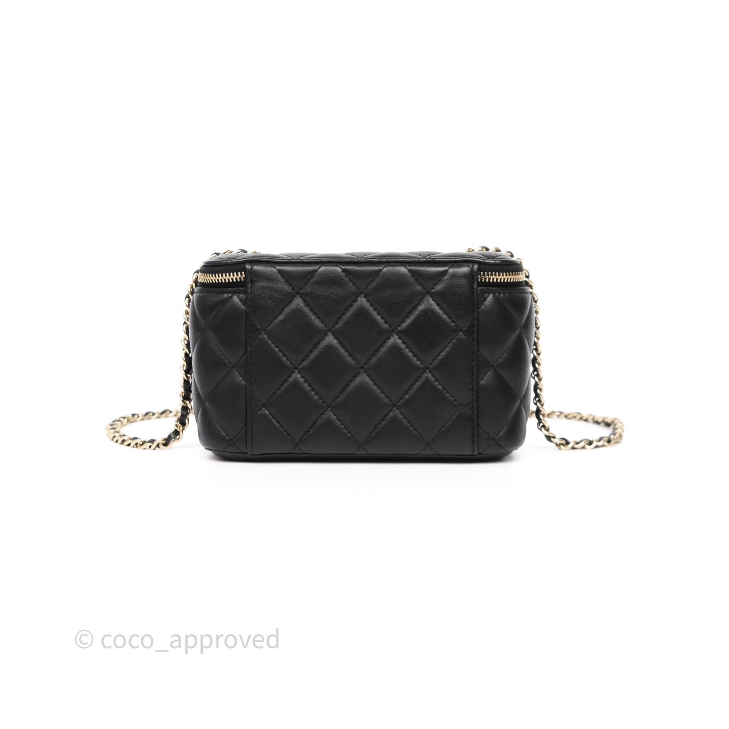 Chanel Vanity Rectangular With Chain Black Lambskin Gold Hardware