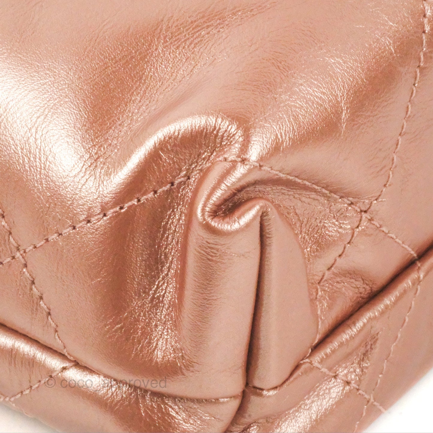 Chanel 22 Mini Bag Metallic Rose Gold Crumpled Calfskin