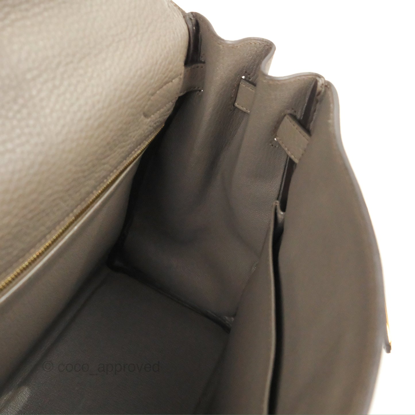 Hermès Kelly 35 Retourne Etain Clemence Gold Hardware