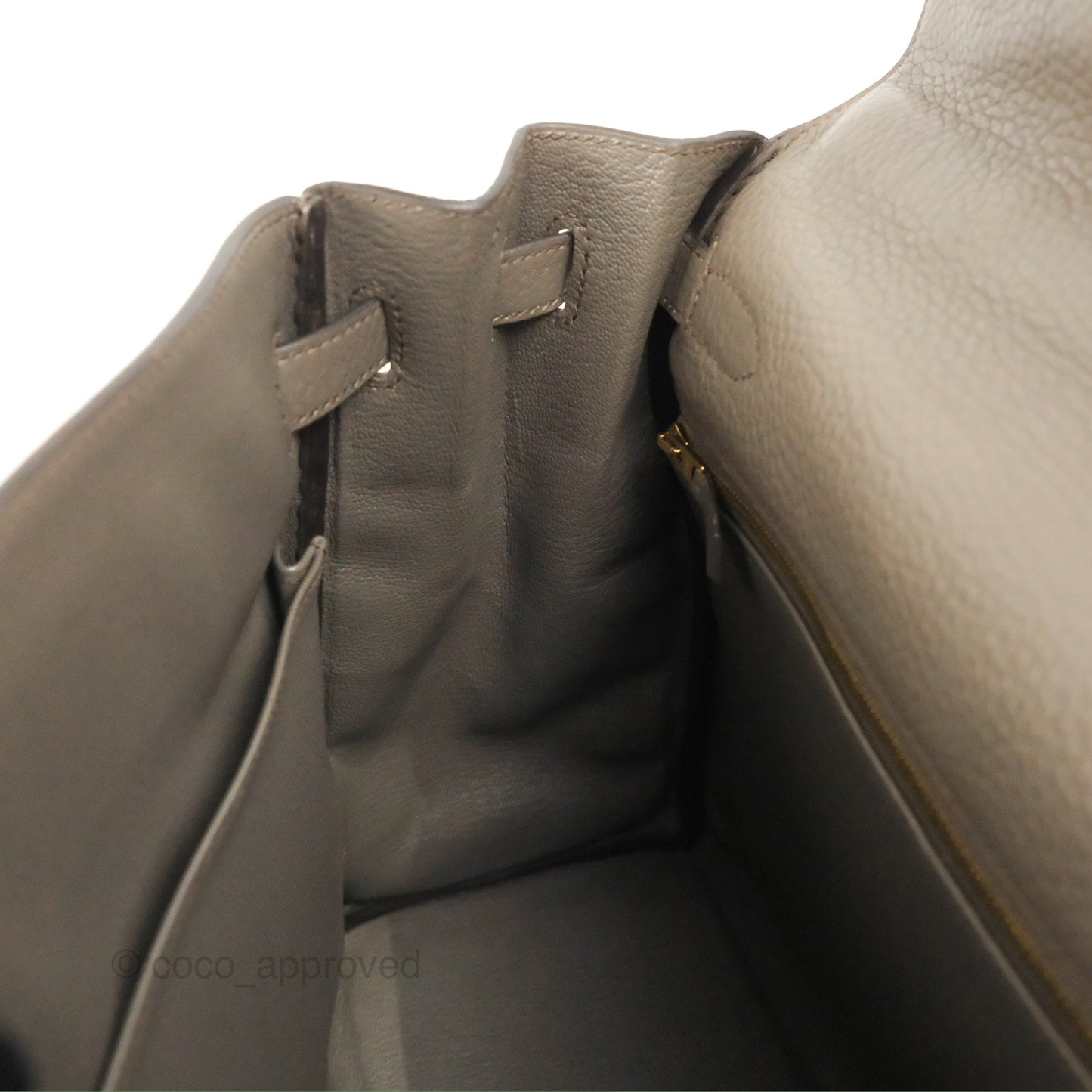 Hermès Kelly 35 Retourne Etain Clemence Gold Hardware