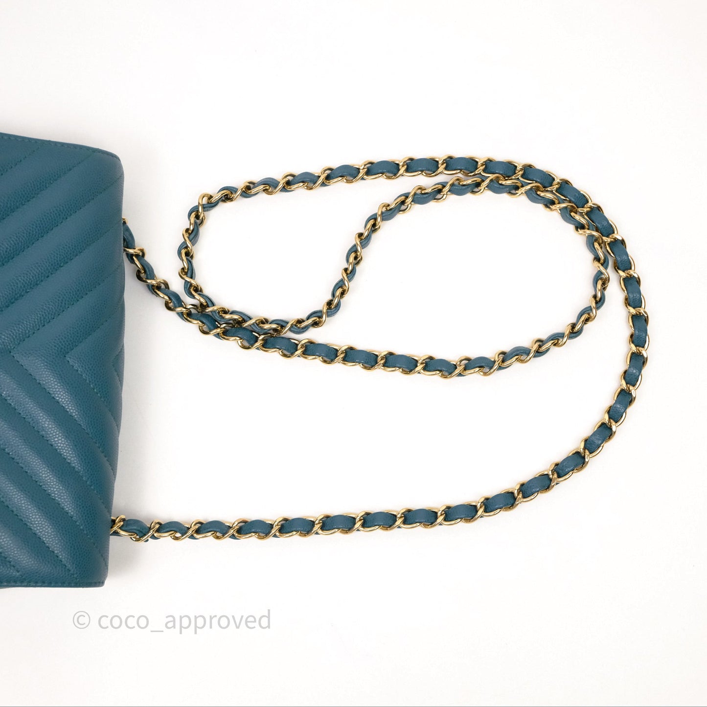 Chanel Mini Rectangular Chevron Caviar Flap Bag Green Gold Hardware
