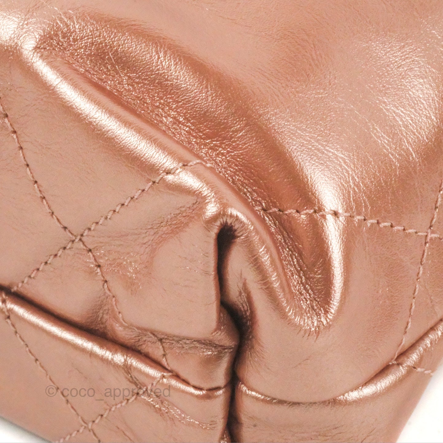 Chanel 22 Mini Bag Metallic Rose Gold Crumpled Calfskin