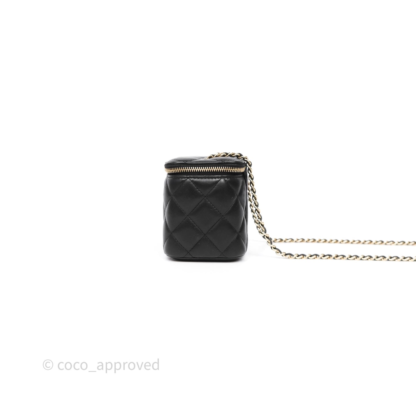 Chanel Vanity Rectangular With Chain Black Lambskin Gold Hardware