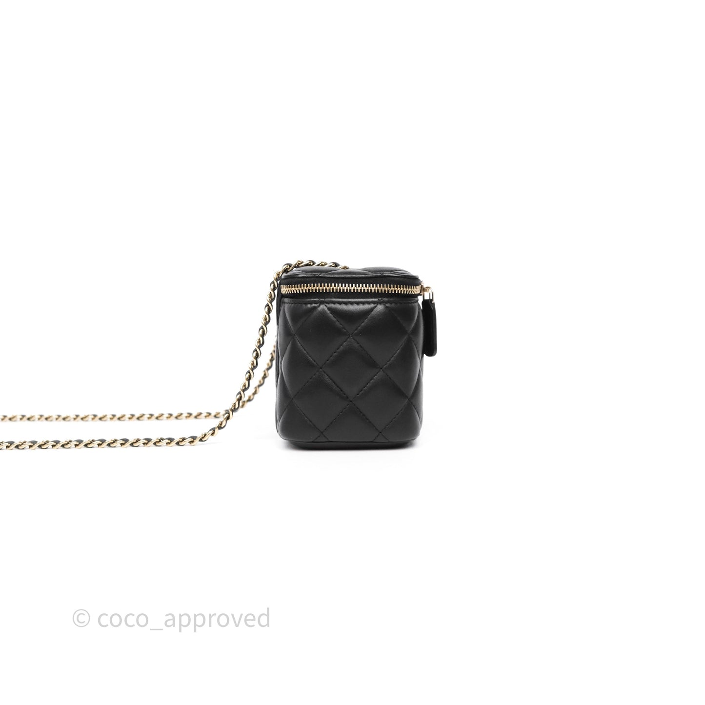 Chanel Vanity Rectangular With Chain Black Lambskin Gold Hardware