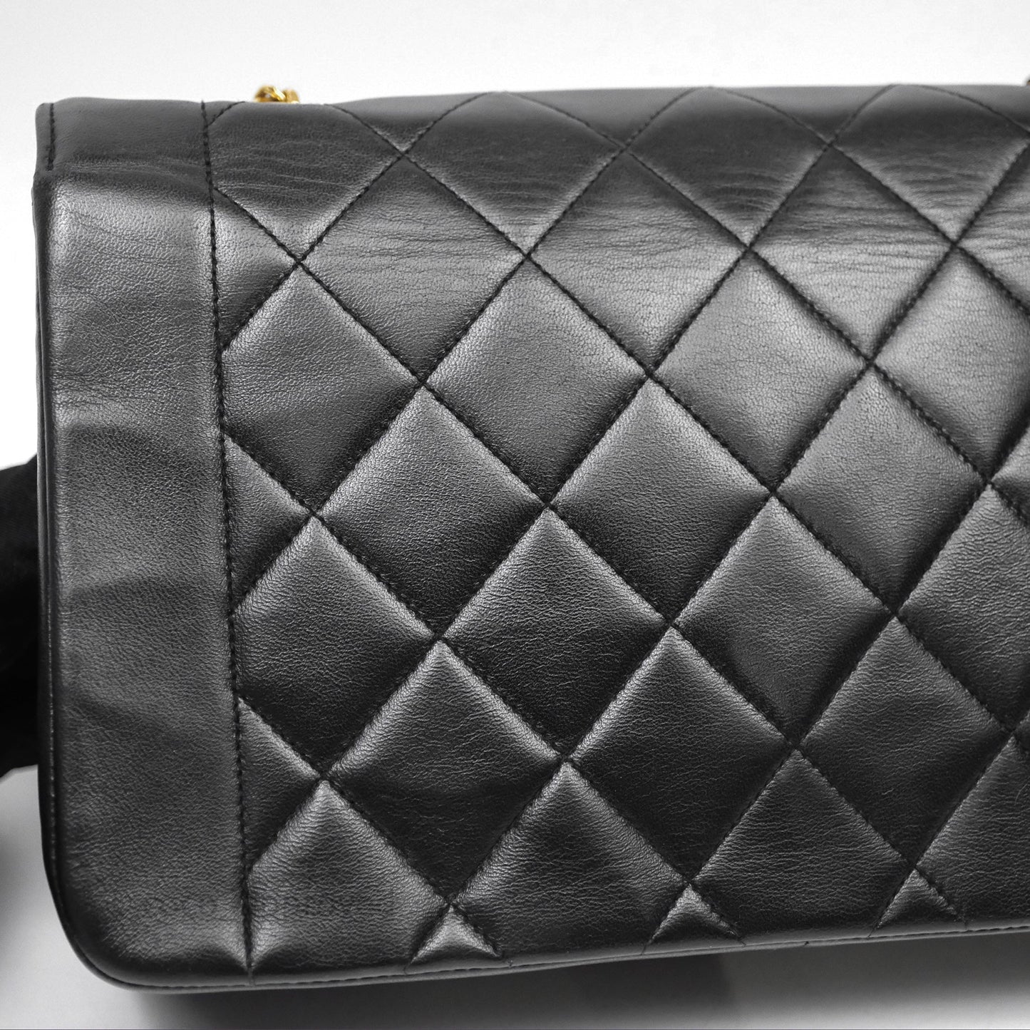 Chanel Vintage Medium Classic Diana Flap Bag Black Lambskin 24K Gold Hardware