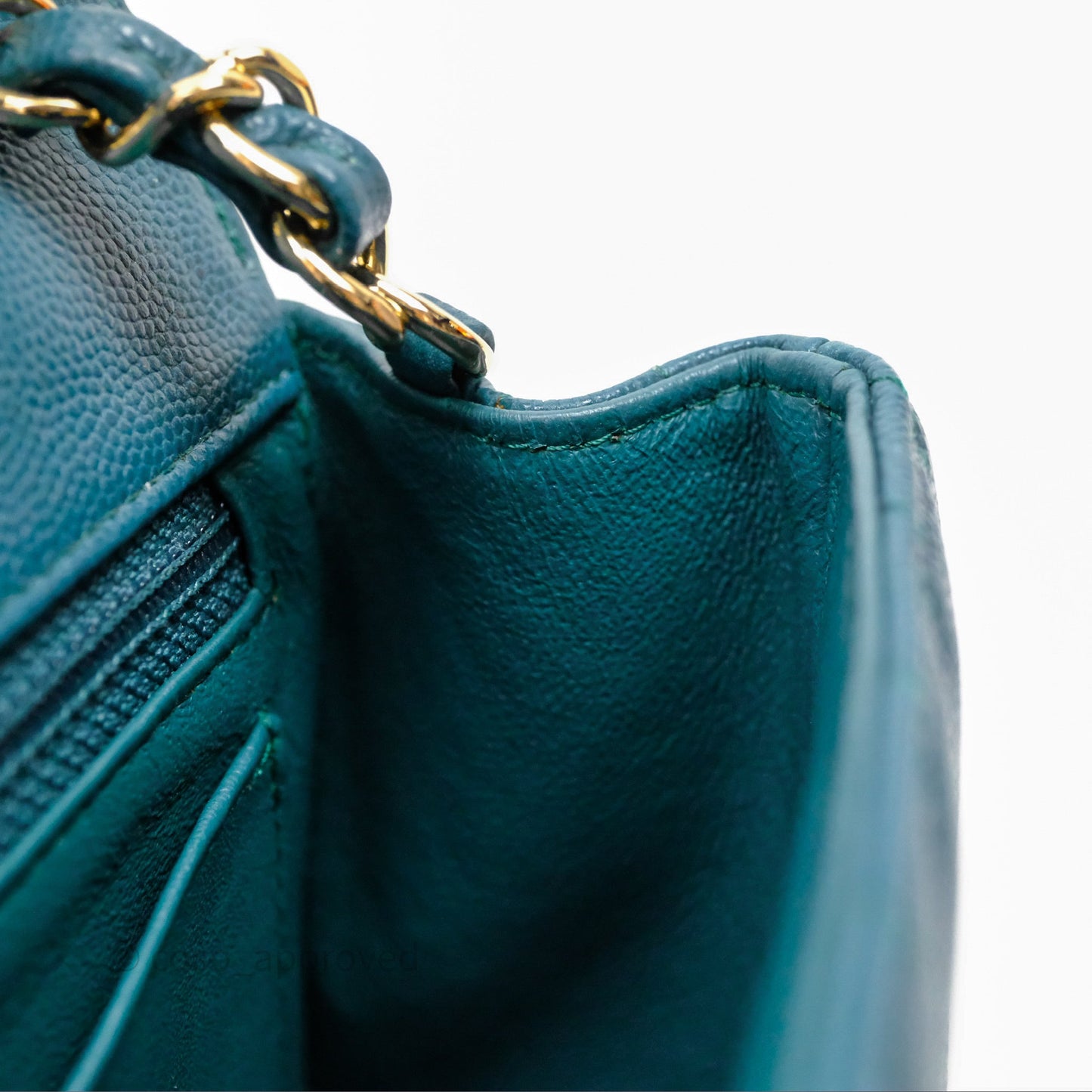 Chanel Mini Rectangular Chevron Caviar Flap Bag Green Gold Hardware