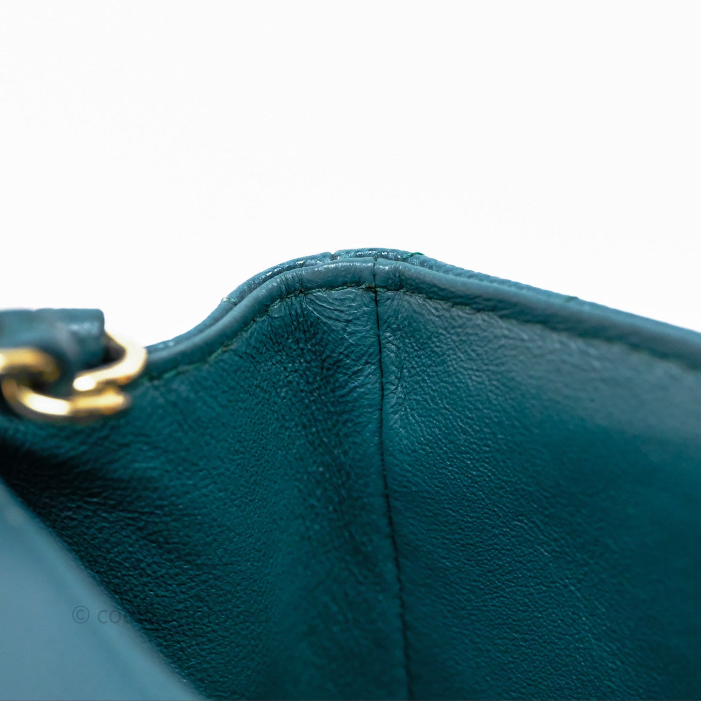 Chanel Mini Rectangular Chevron Caviar Flap Bag Green Gold Hardware