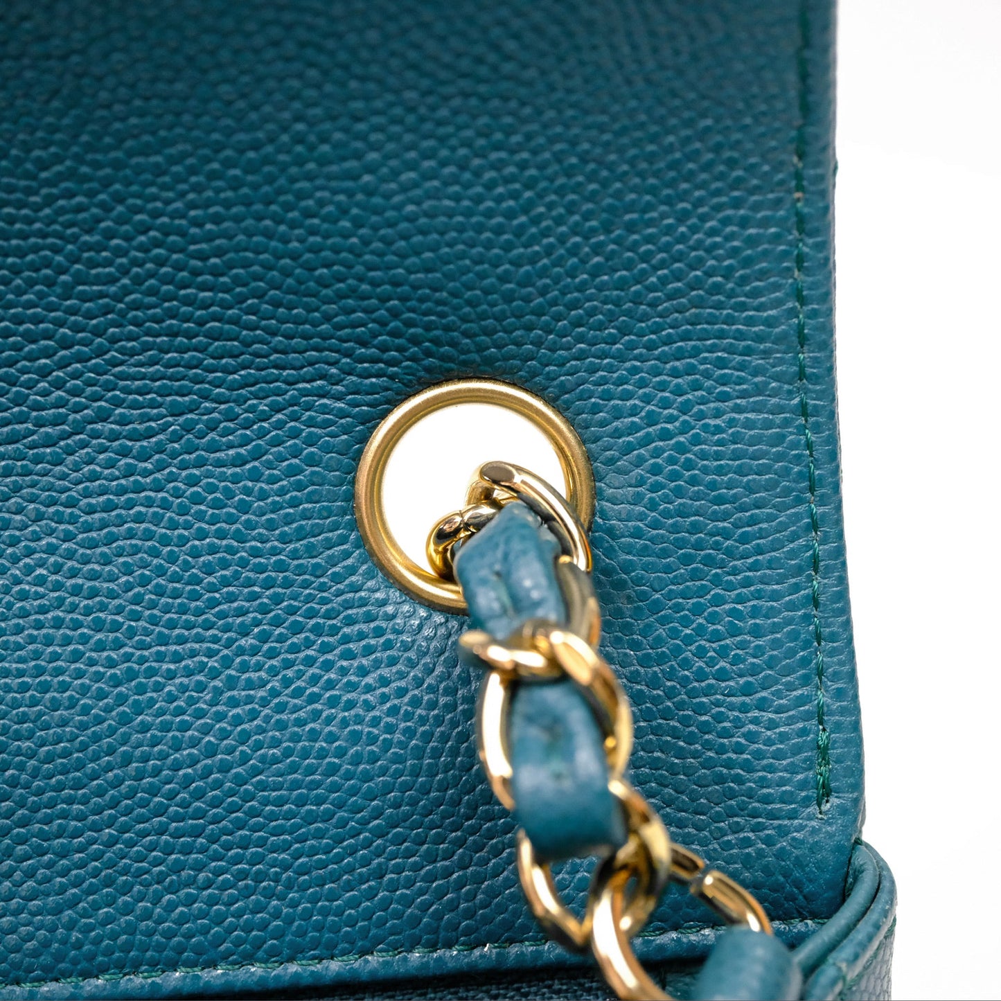 Chanel Mini Rectangular Chevron Caviar Flap Bag Green Gold Hardware
