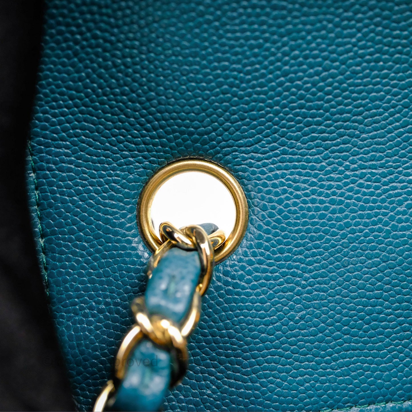 Chanel Mini Rectangular Chevron Caviar Flap Bag Green Gold Hardware