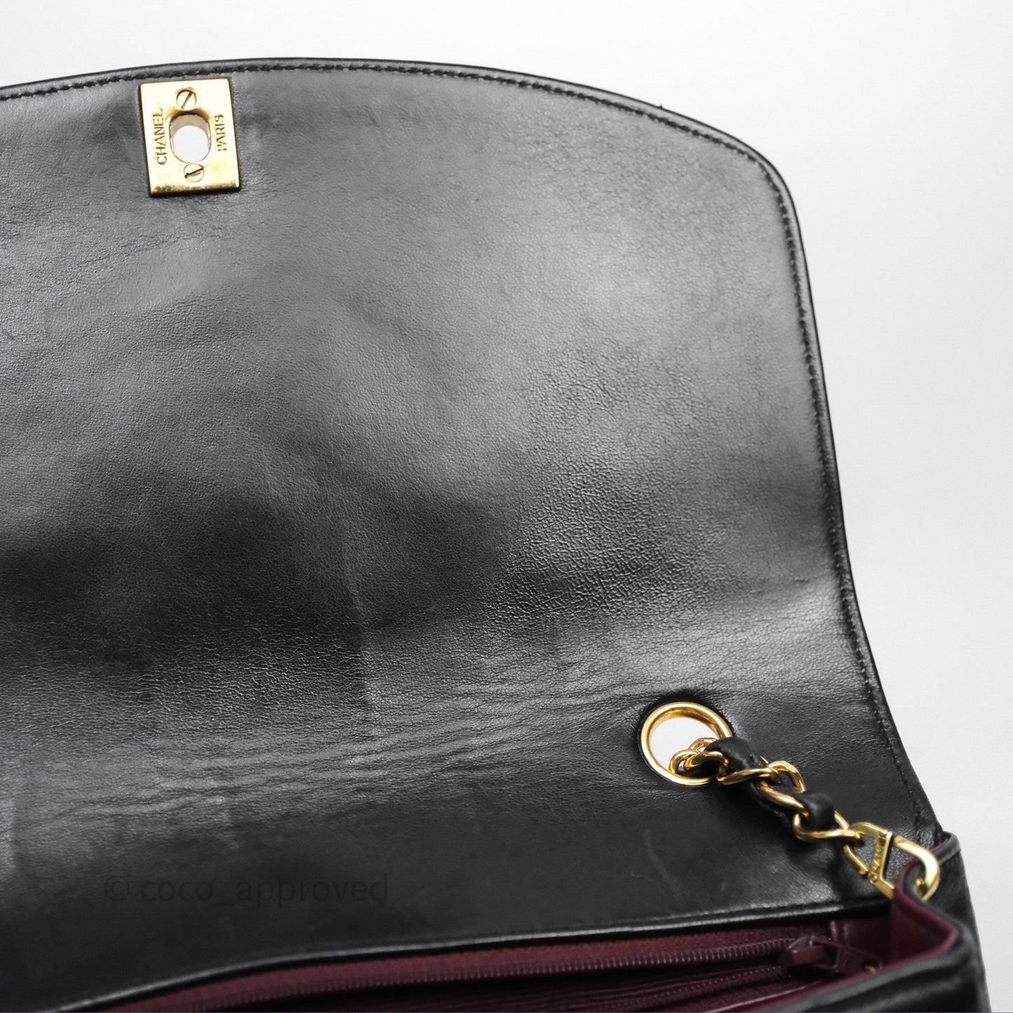 Chanel Vintage Medium Classic Diana Flap Bag Black Lambskin 24K Gold Hardware