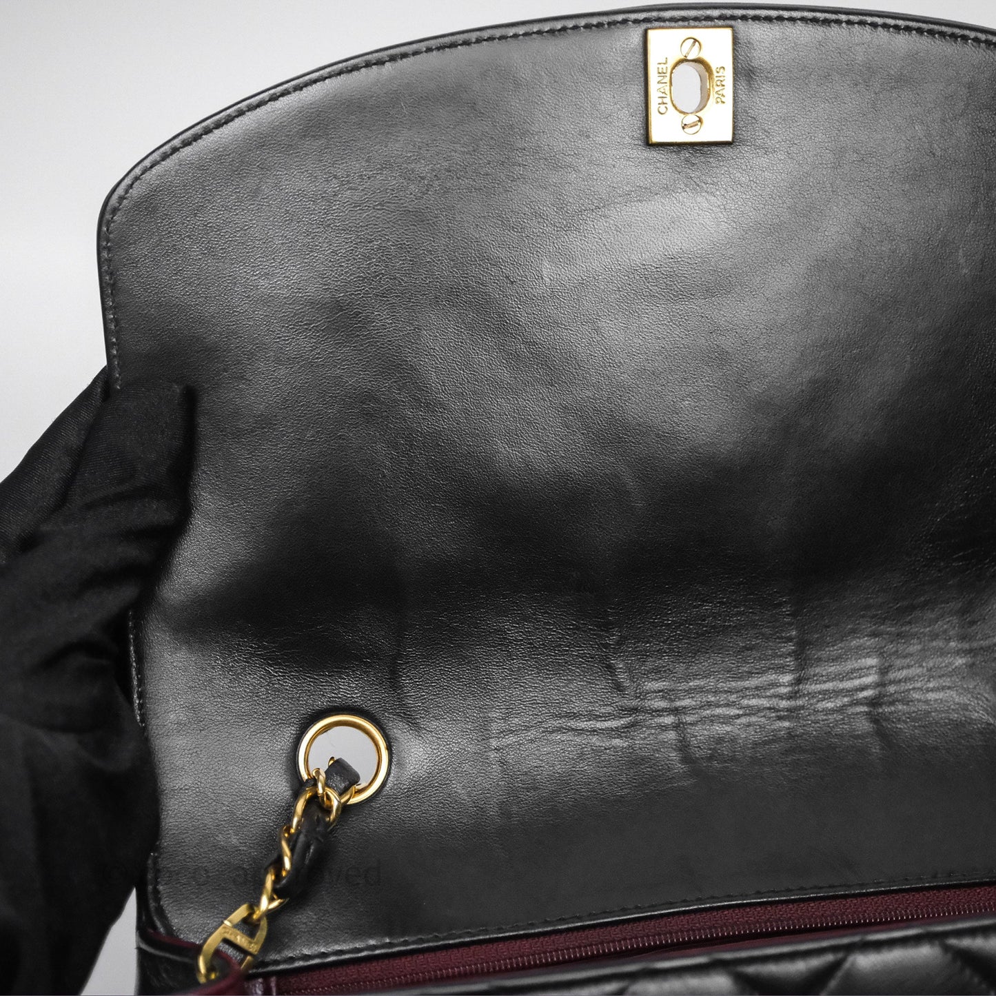 Chanel Vintage Medium Classic Diana Flap Bag Black Lambskin 24K Gold Hardware