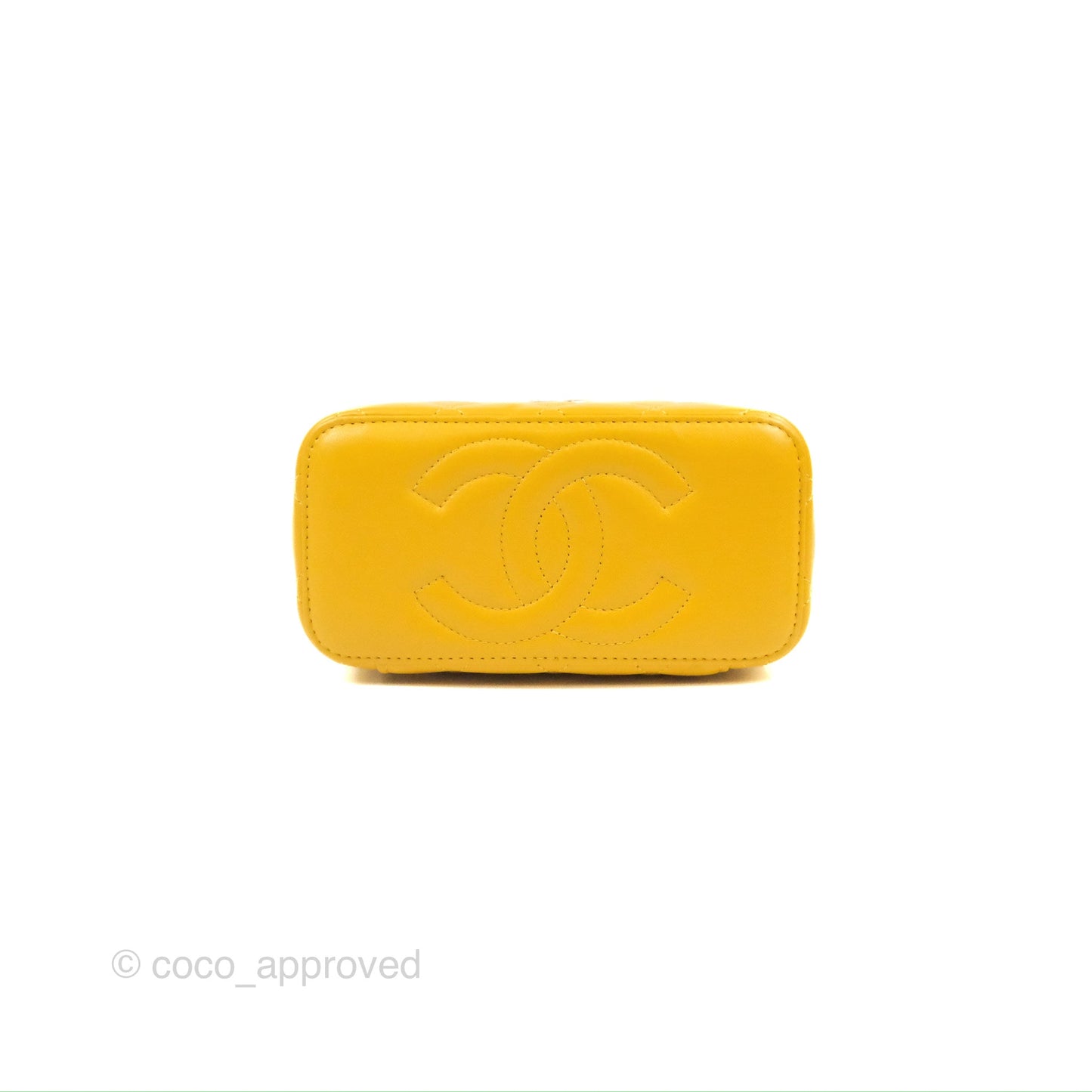 Chanel Vanity Rectangular Top Handle Yellow Lambskin Gold Hardware