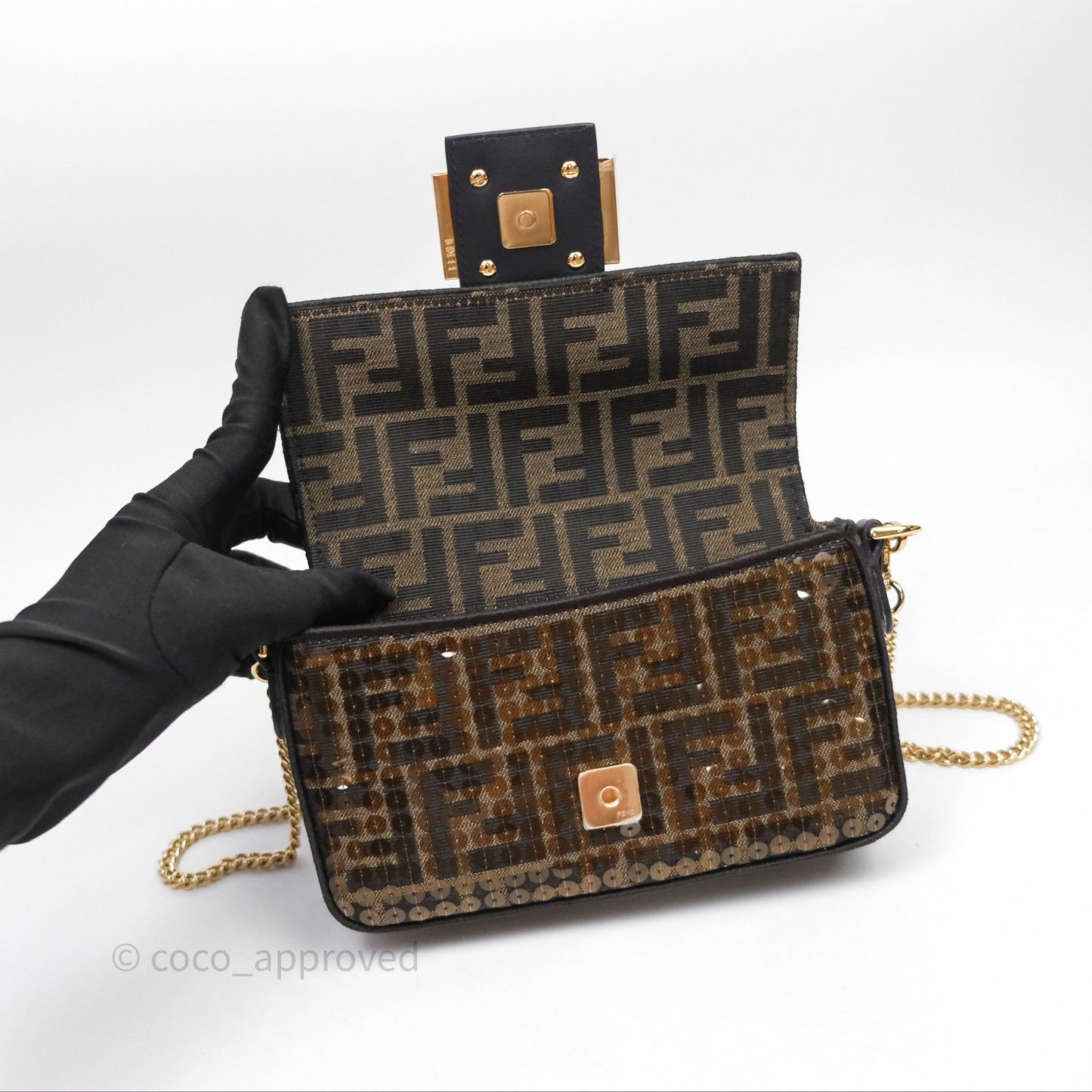 Fendi Mini Baguette Bag FF Jacquard Sequins