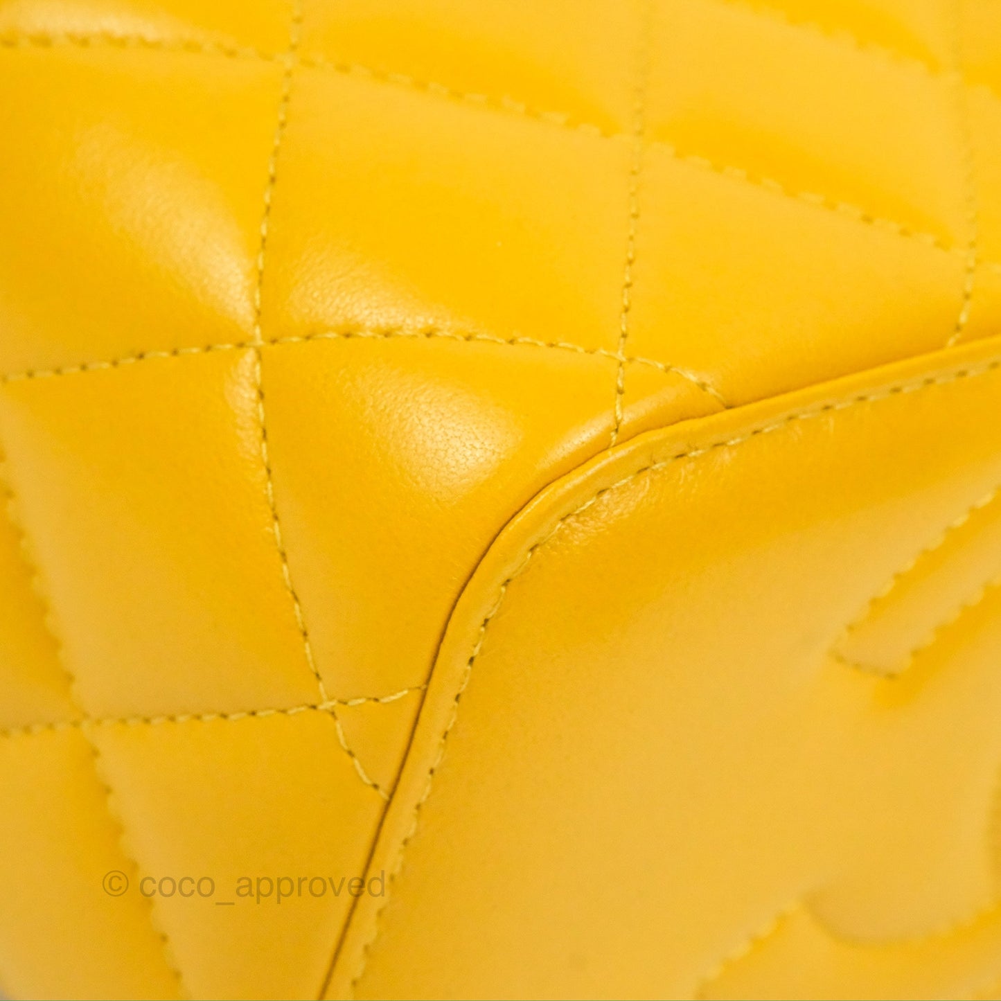 Chanel Vanity Rectangular Top Handle Yellow Lambskin Gold Hardware