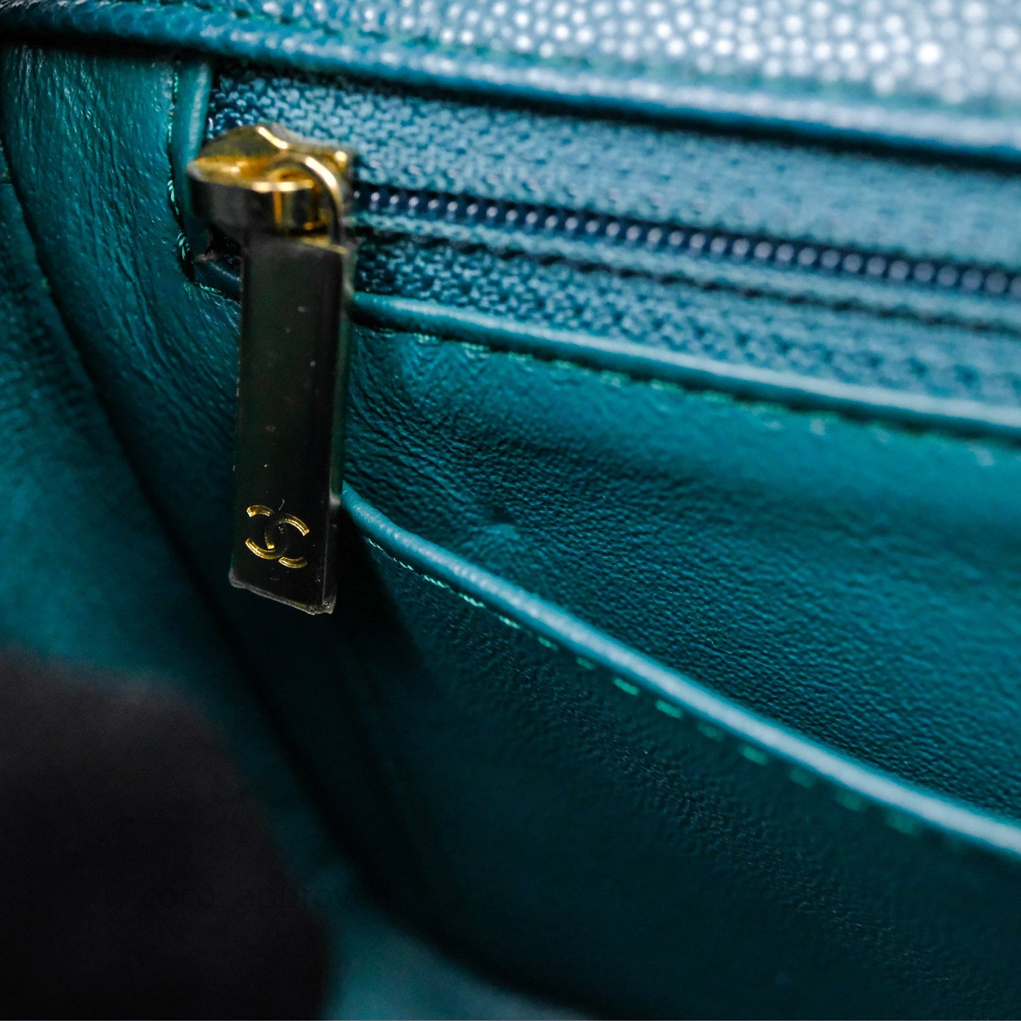 Chanel Mini Rectangular Chevron Caviar Flap Bag Green Gold Hardware