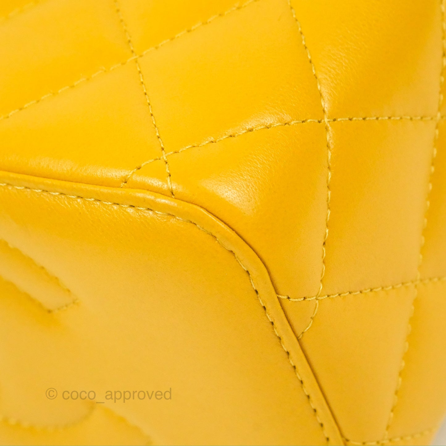 Chanel Vanity Rectangular Top Handle Yellow Lambskin Gold Hardware