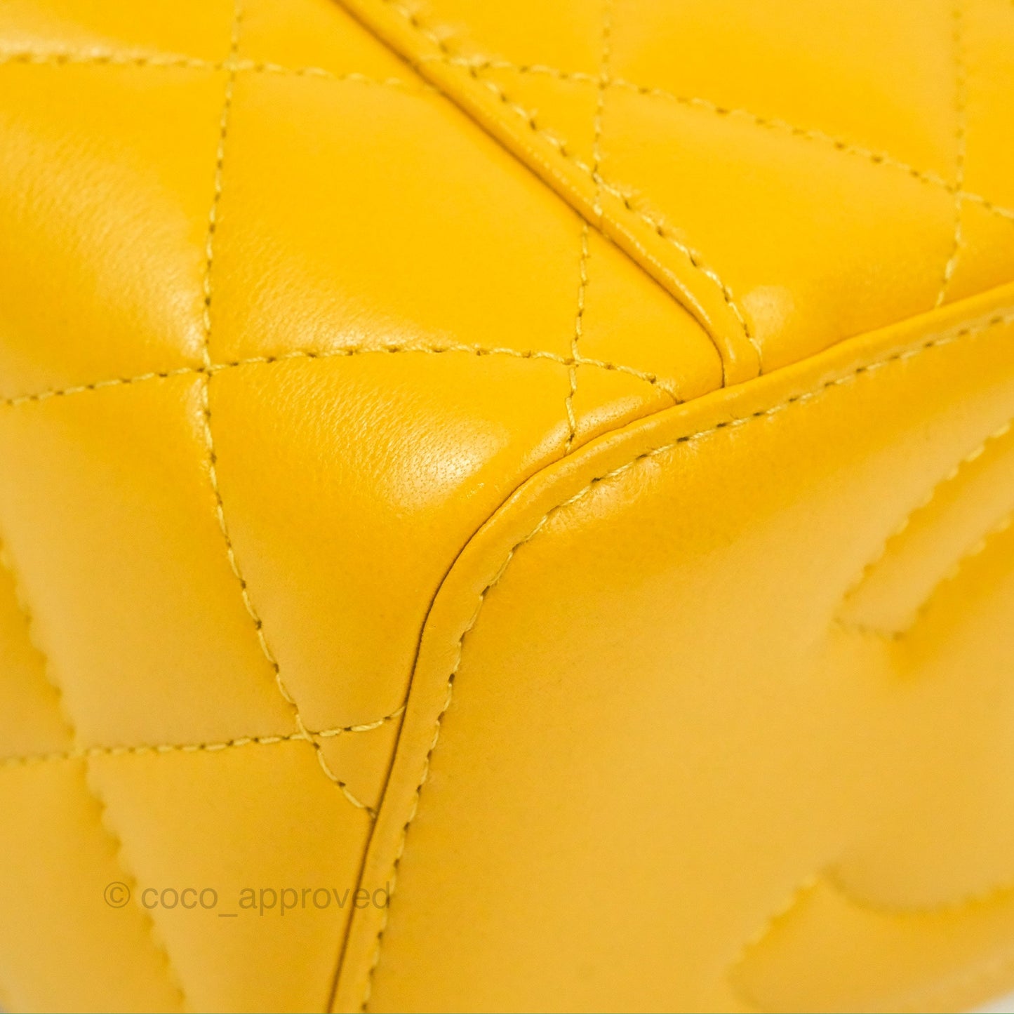 Chanel Vanity Rectangular Top Handle Yellow Lambskin Gold Hardware