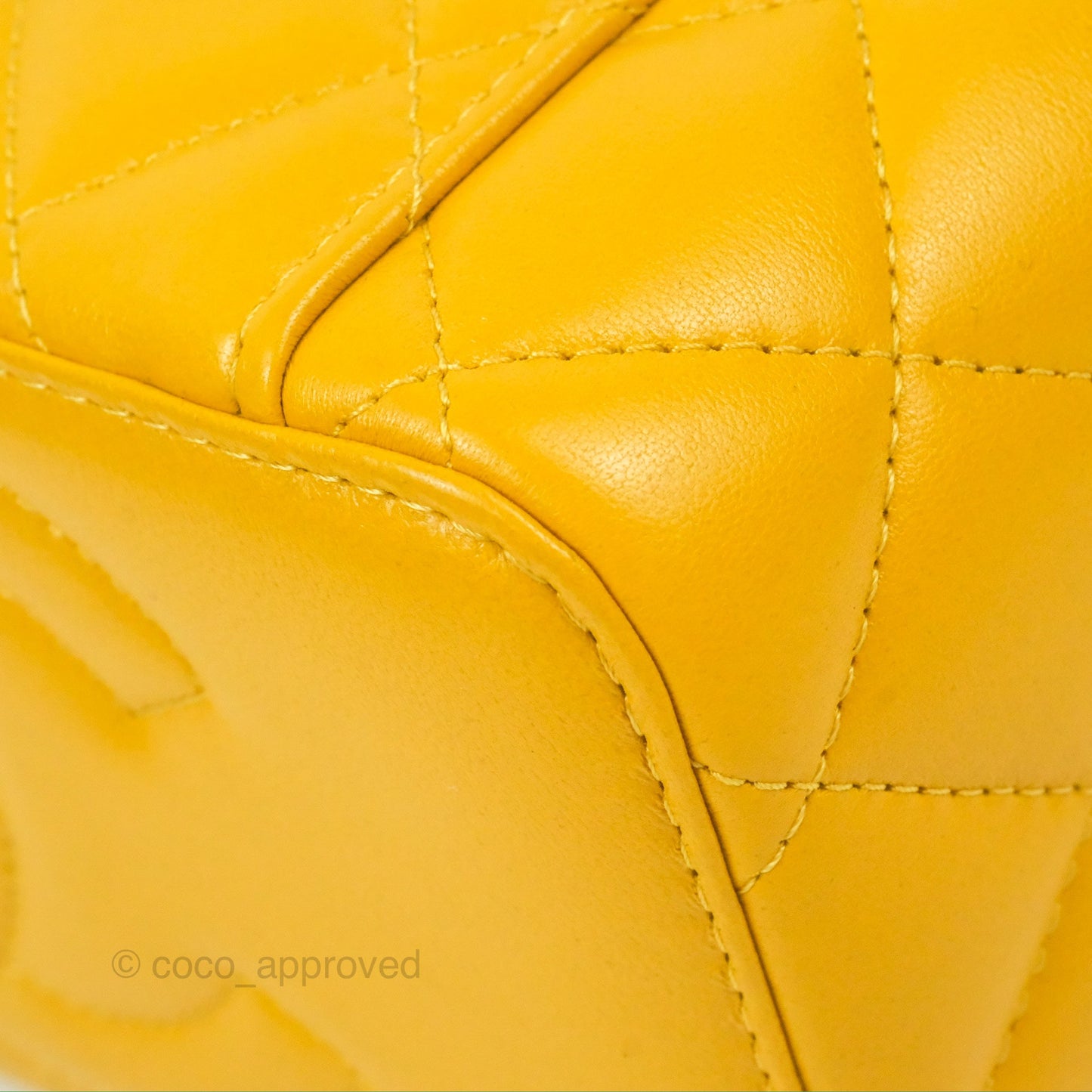 Chanel Vanity Rectangular Top Handle Yellow Lambskin Gold Hardware