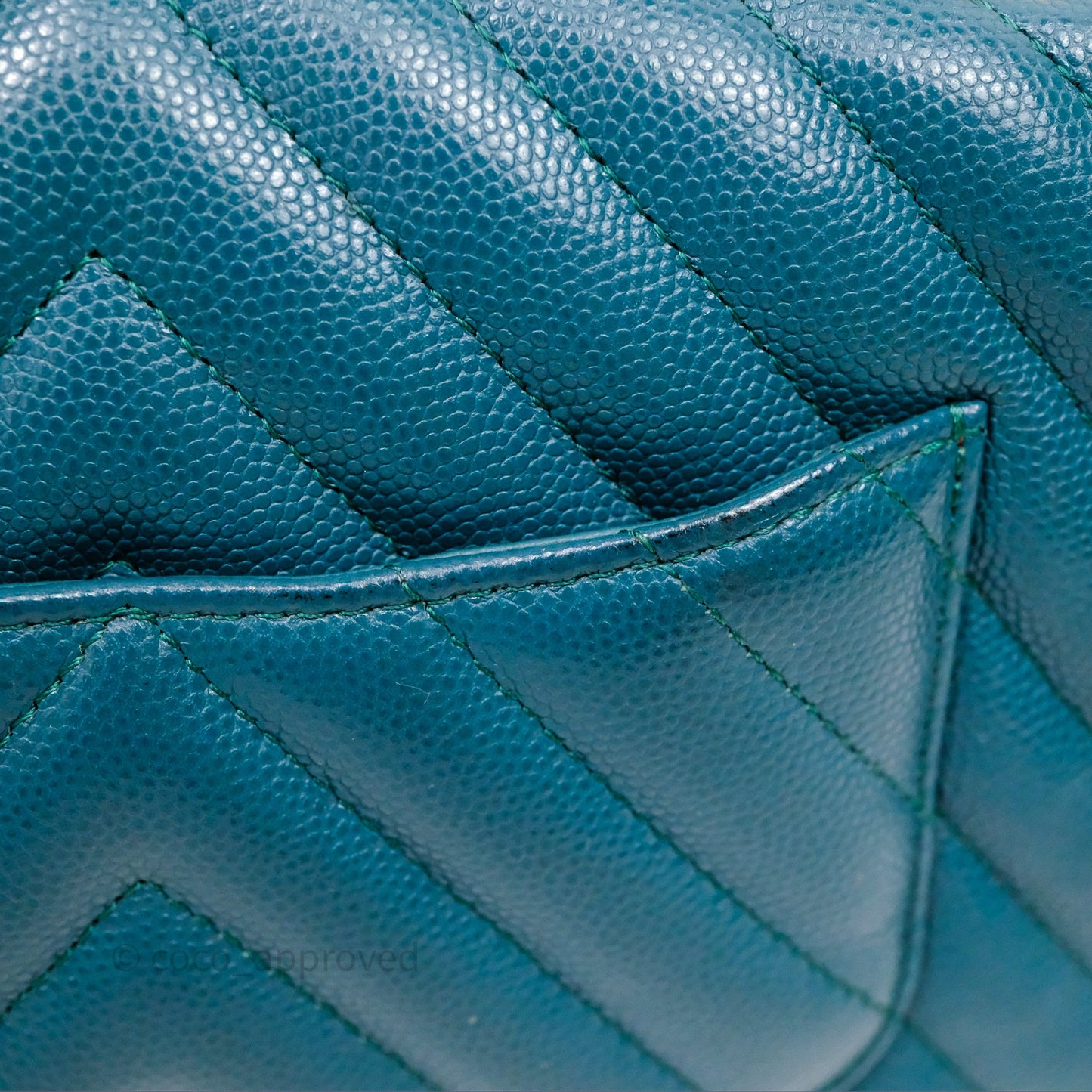 Chanel Mini Rectangular Chevron Caviar Flap Bag Green Gold Hardware
