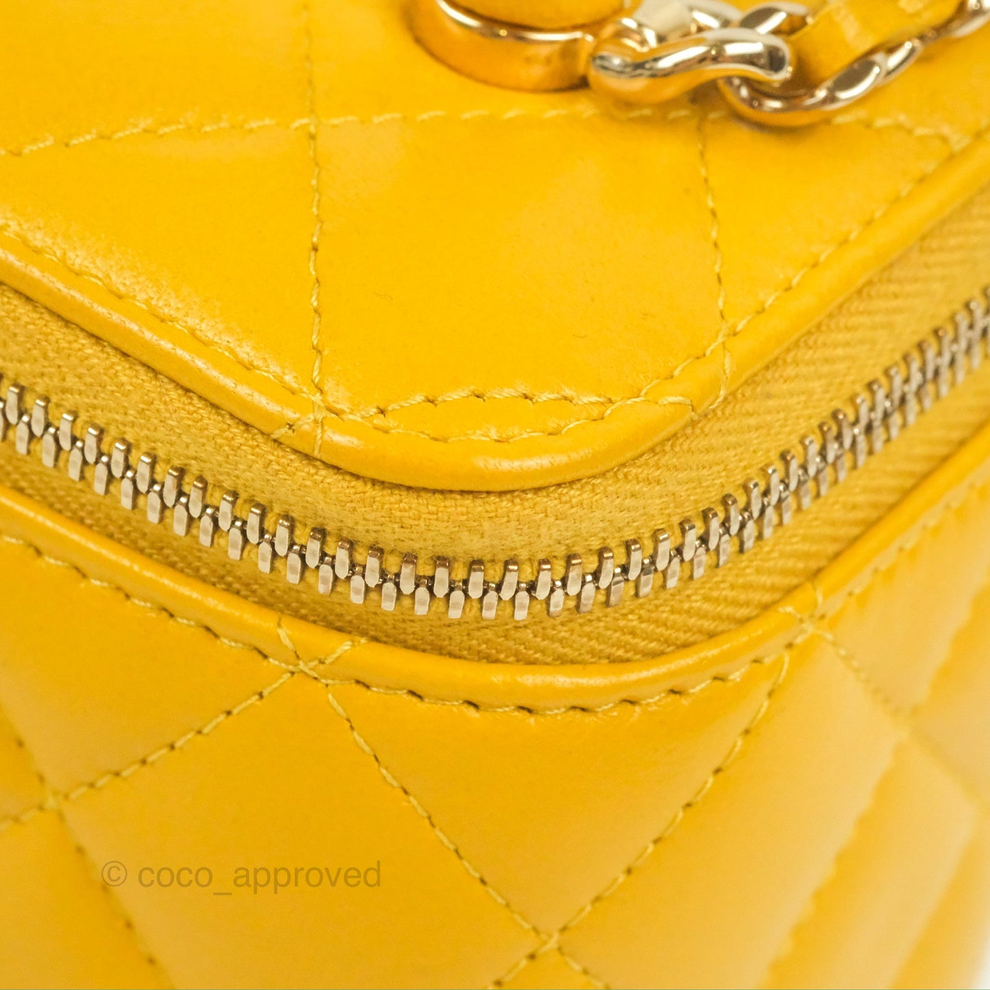 Chanel Vanity Rectangular Top Handle Yellow Lambskin Gold Hardware