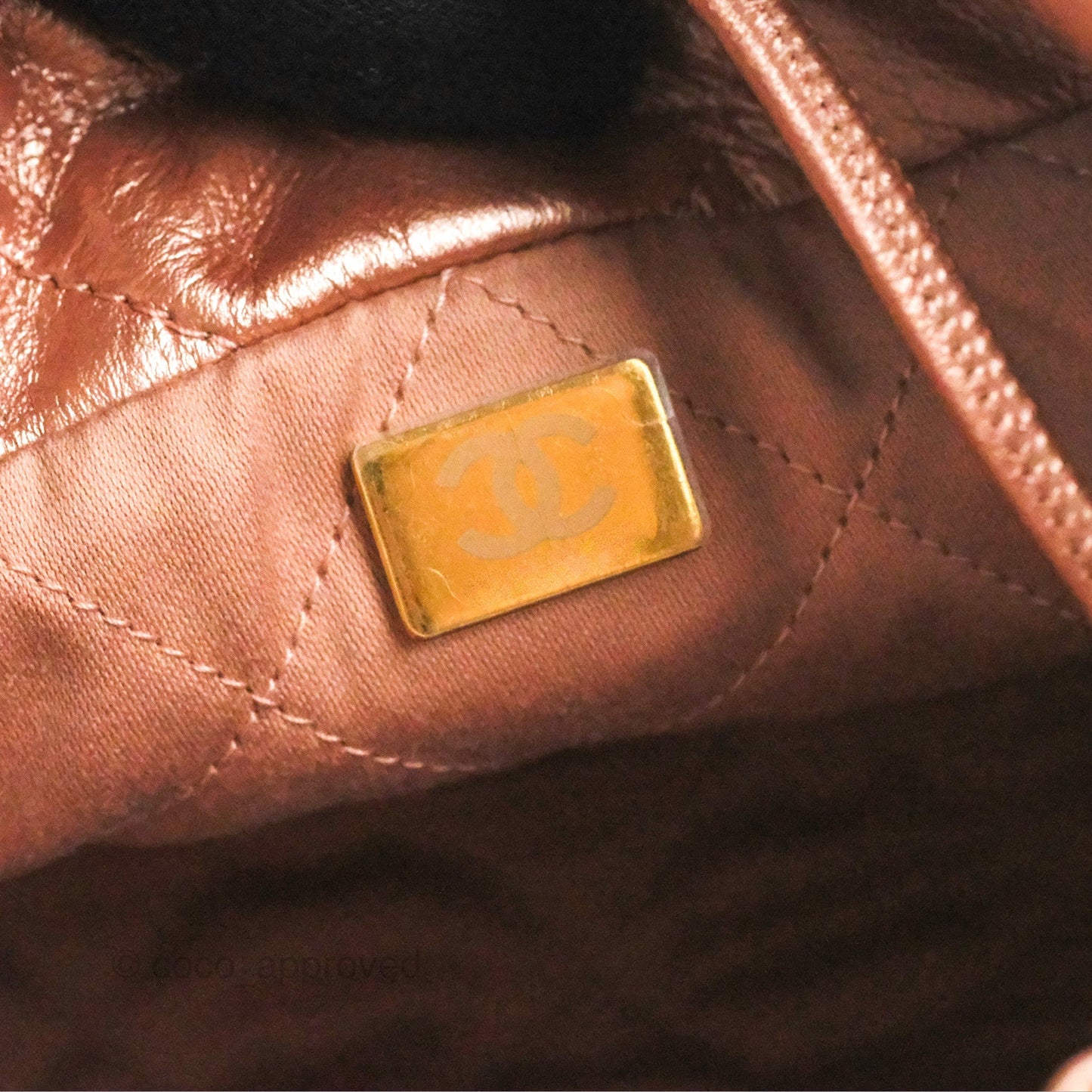 Chanel 22 Mini Bag Metallic Rose Gold Crumpled Calfskin