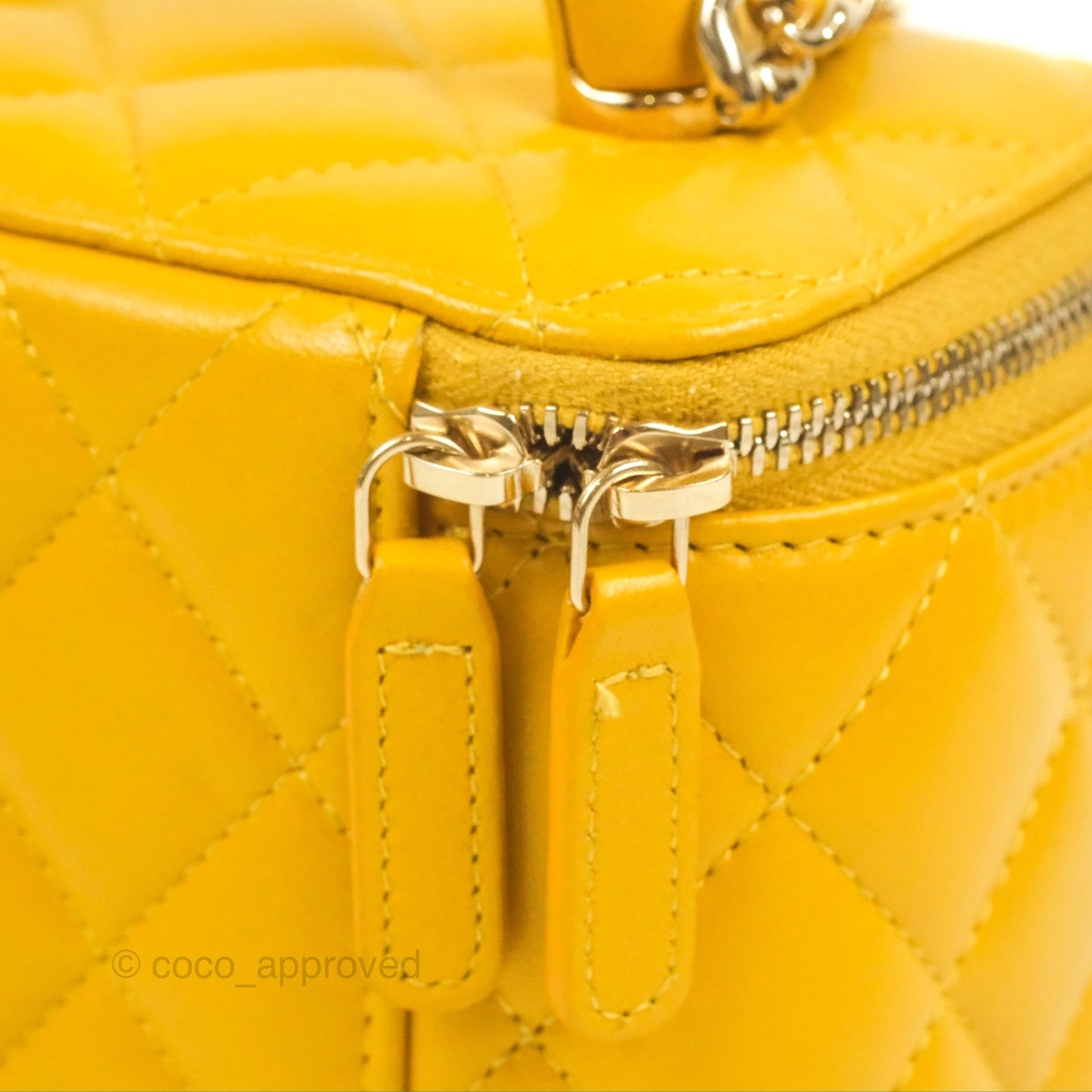 Chanel Vanity Rectangular Top Handle Yellow Lambskin Gold Hardware