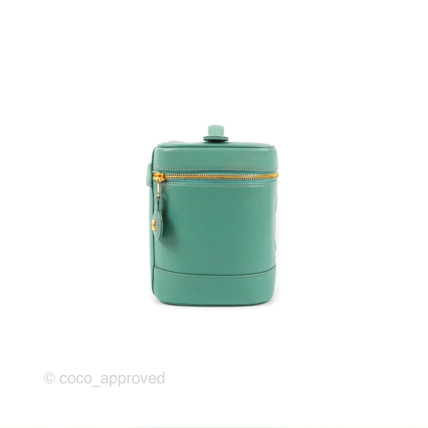 Chanel Vintage Vanity Case Tiffany Blue Caviar Gold Hardware