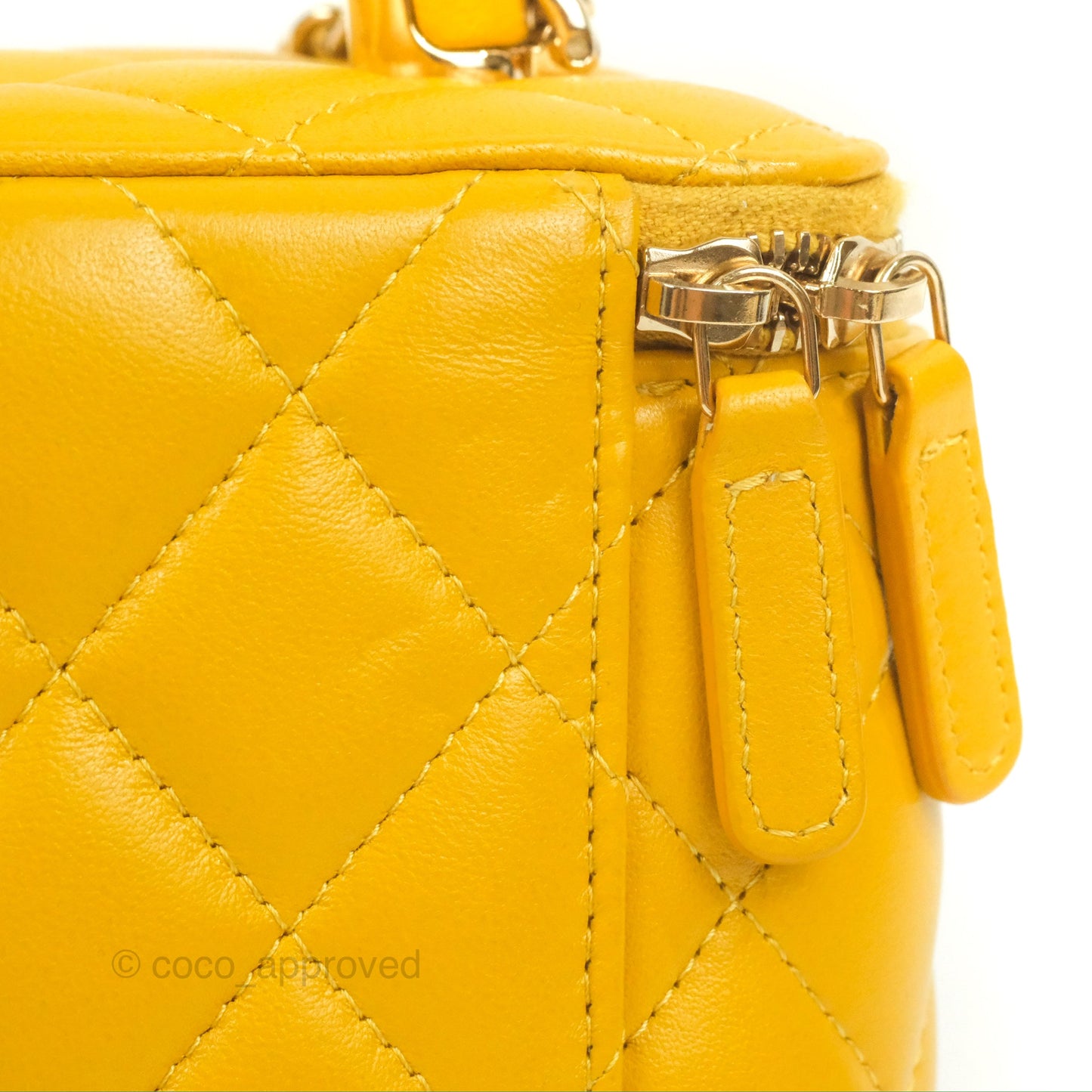Chanel Vanity Rectangular Top Handle Yellow Lambskin Gold Hardware