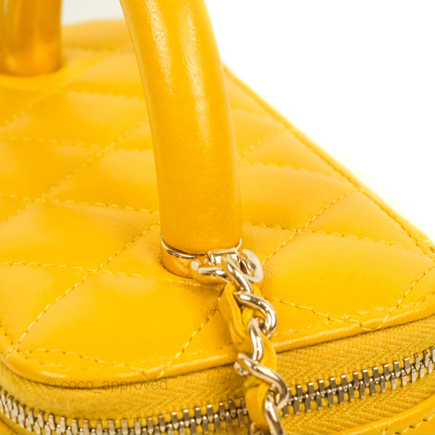 Chanel Vanity Rectangular Top Handle Yellow Lambskin Gold Hardware