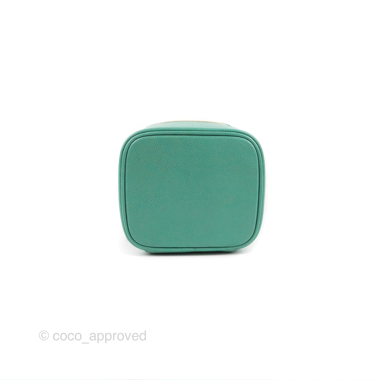 Chanel Vintage Vanity Case Tiffany Blue Caviar Gold Hardware