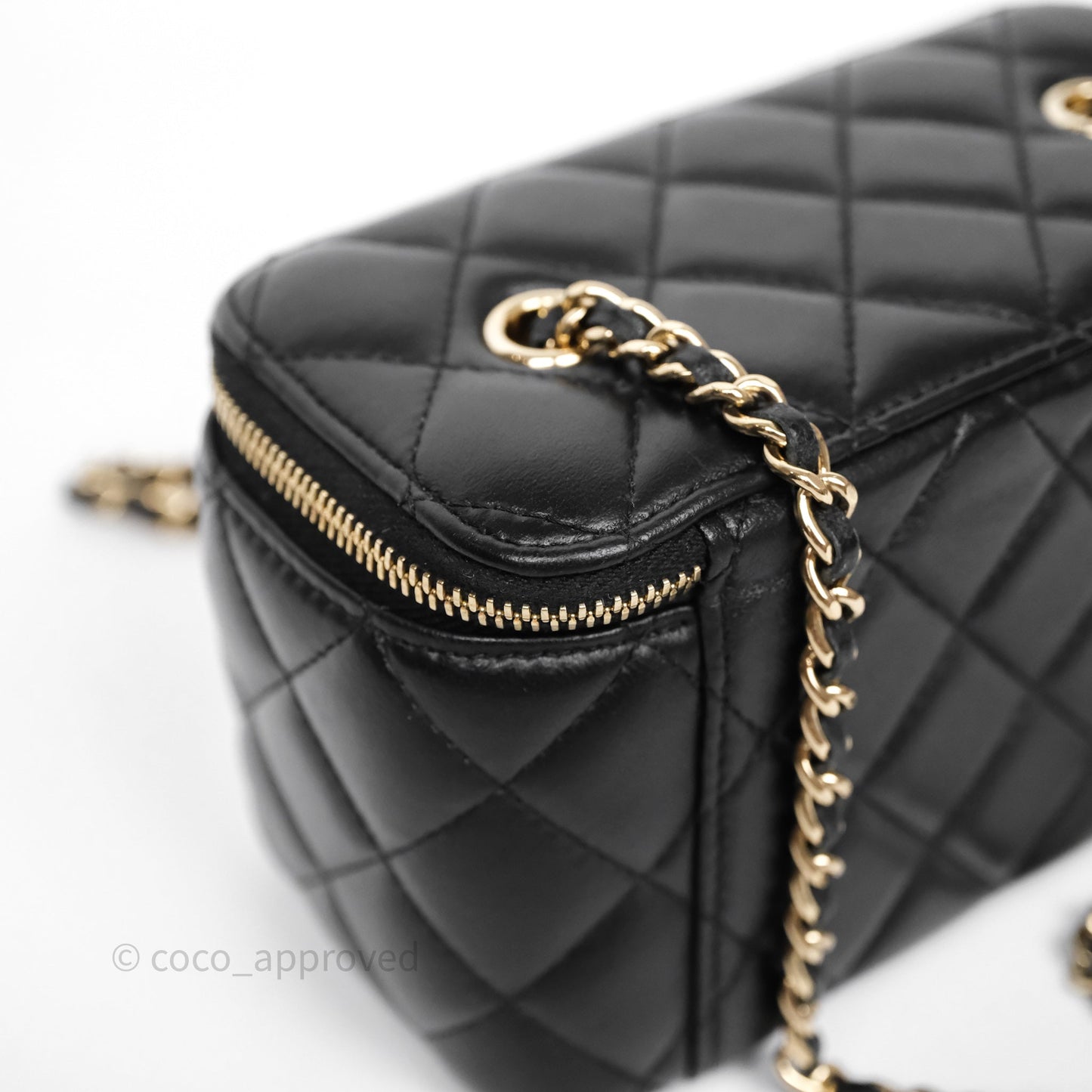 Chanel Vanity Rectangular With Chain Black Lambskin Gold Hardware