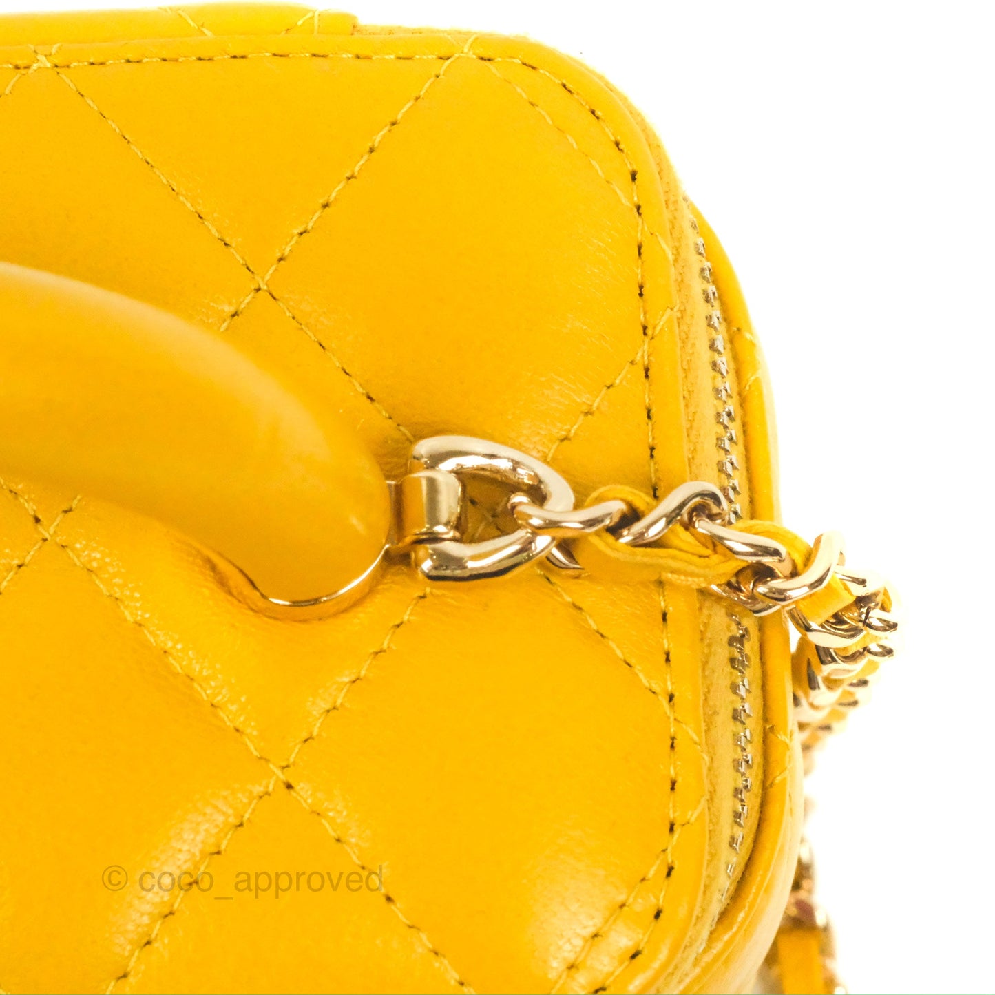 Chanel Vanity Rectangular Top Handle Yellow Lambskin Gold Hardware