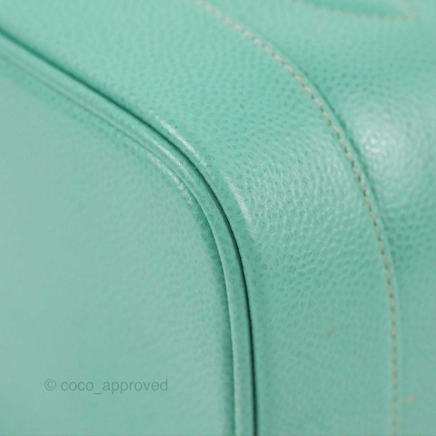 Chanel Vintage Vanity Case Tiffany Blue Caviar Gold Hardware