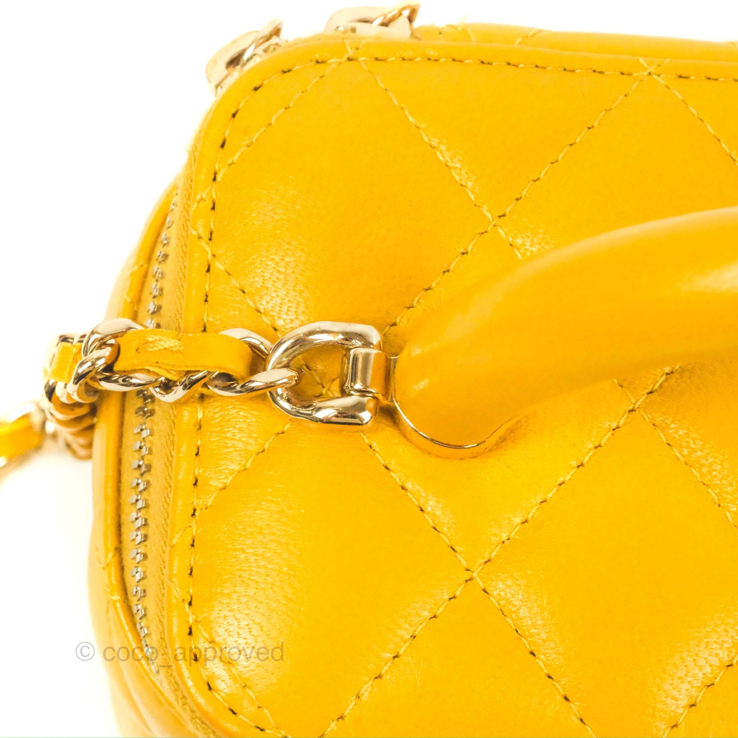 Chanel Vanity Rectangular Top Handle Yellow Lambskin Gold Hardware