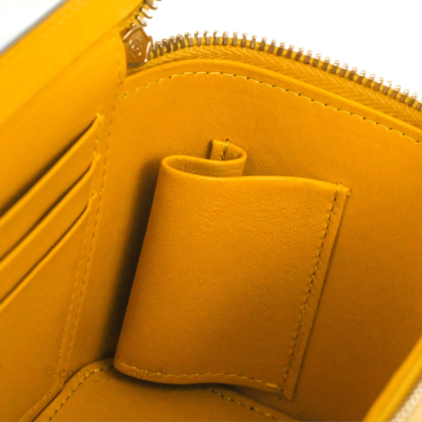 Chanel Vanity Rectangular Top Handle Yellow Lambskin Gold Hardware