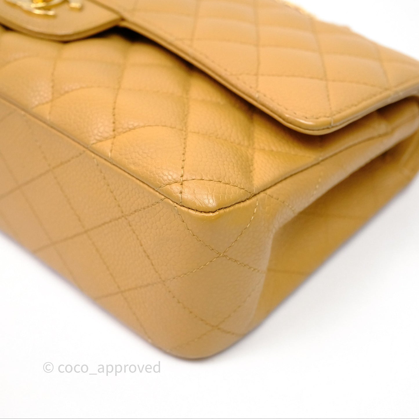 Chanel Medium Quilted  Flap Vintage Dark Beige Caviar 24K Gold Hardware